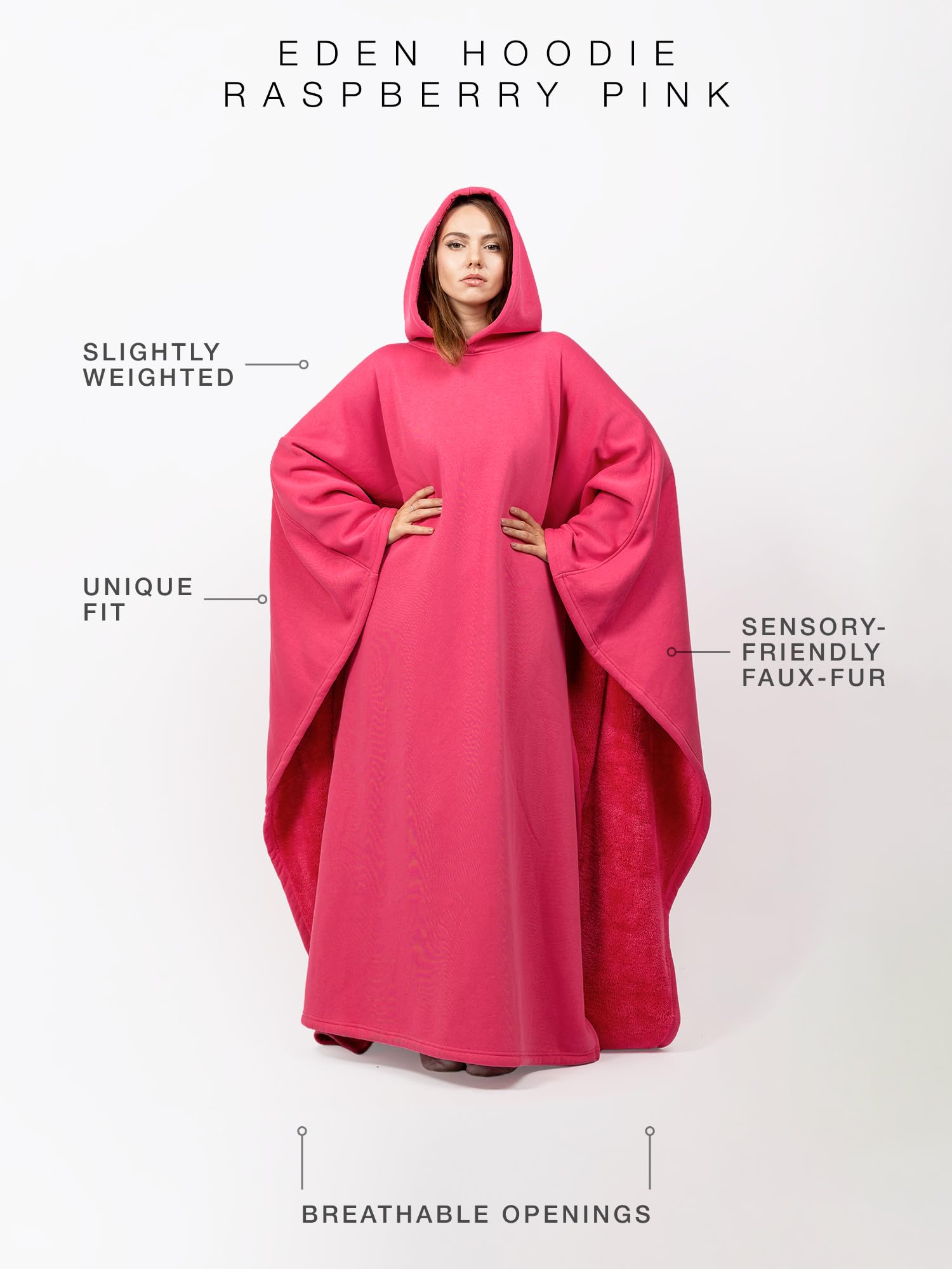 FREE THE SHEEP Eden Hoodie – Oversized Weighted Hoodie Cloak with Ultra-Soft Faux Fur Liner