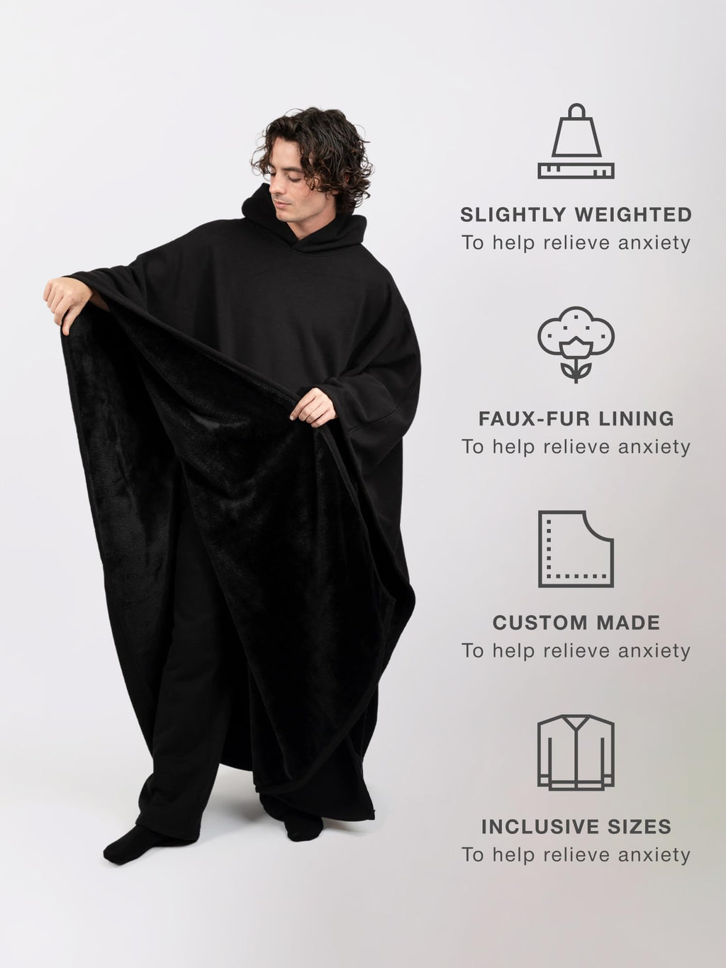 FREE THE SHEEP Eden Hoodie – Oversized Weighted Hoodie Cloak with Ultra-Soft Faux Fur Liner