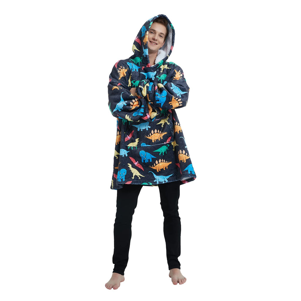 Fiosnow Grey Blanket Hoodies for Women and Men Adult Oversize Wearable Blanket Hoodies for Soft and Warm