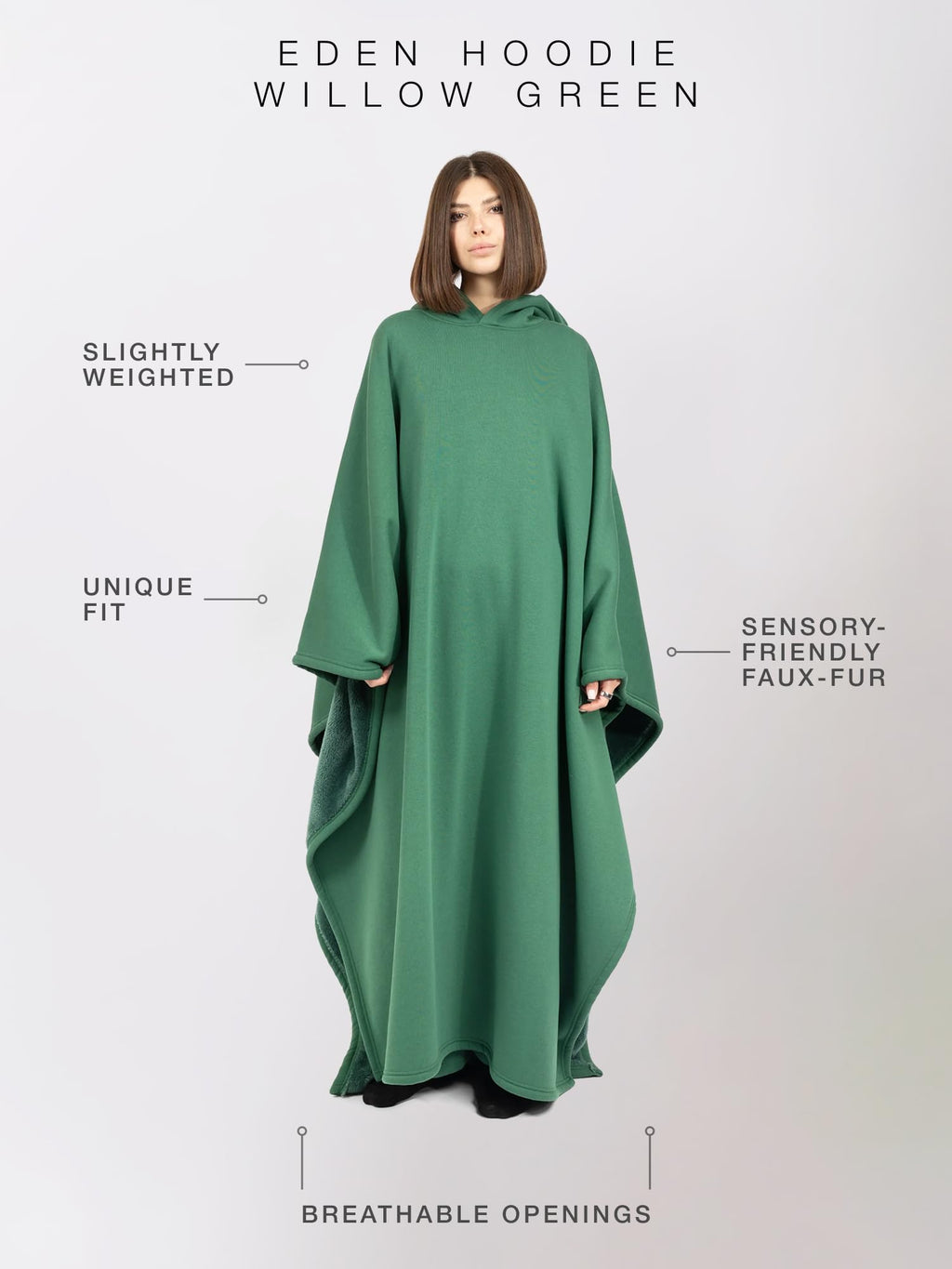 FREE THE SHEEP Eden Hoodie – Oversized Weighted Hoodie Cloak with Ultra-Soft Faux Fur Liner