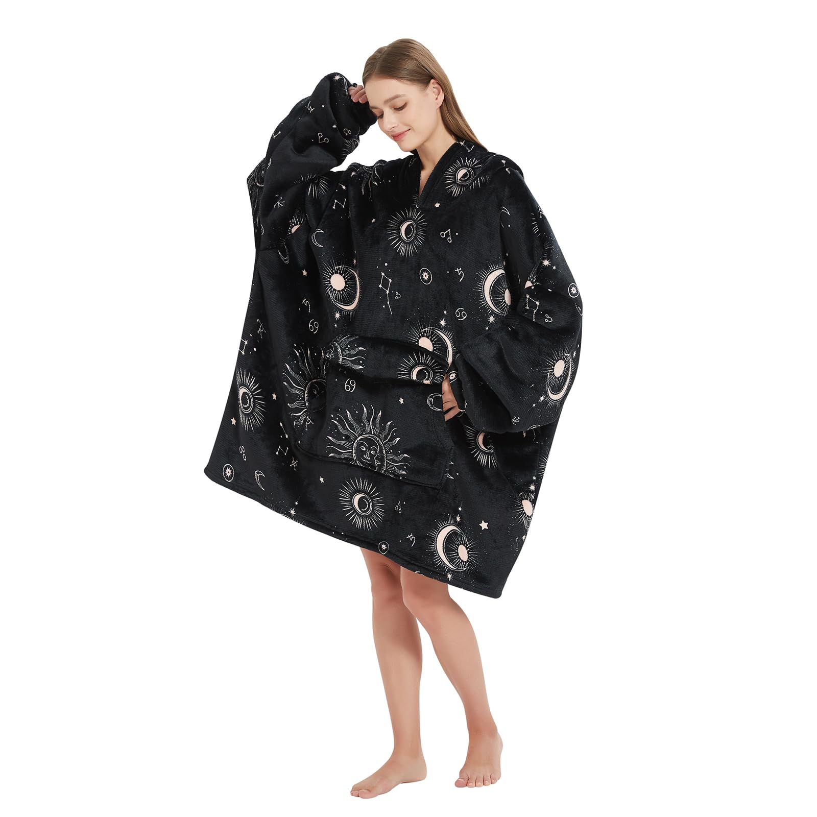 Fiosnow Grey Blanket Hoodies for Women and Men Adult Oversize Wearable Blanket Hoodies for Soft and Warm