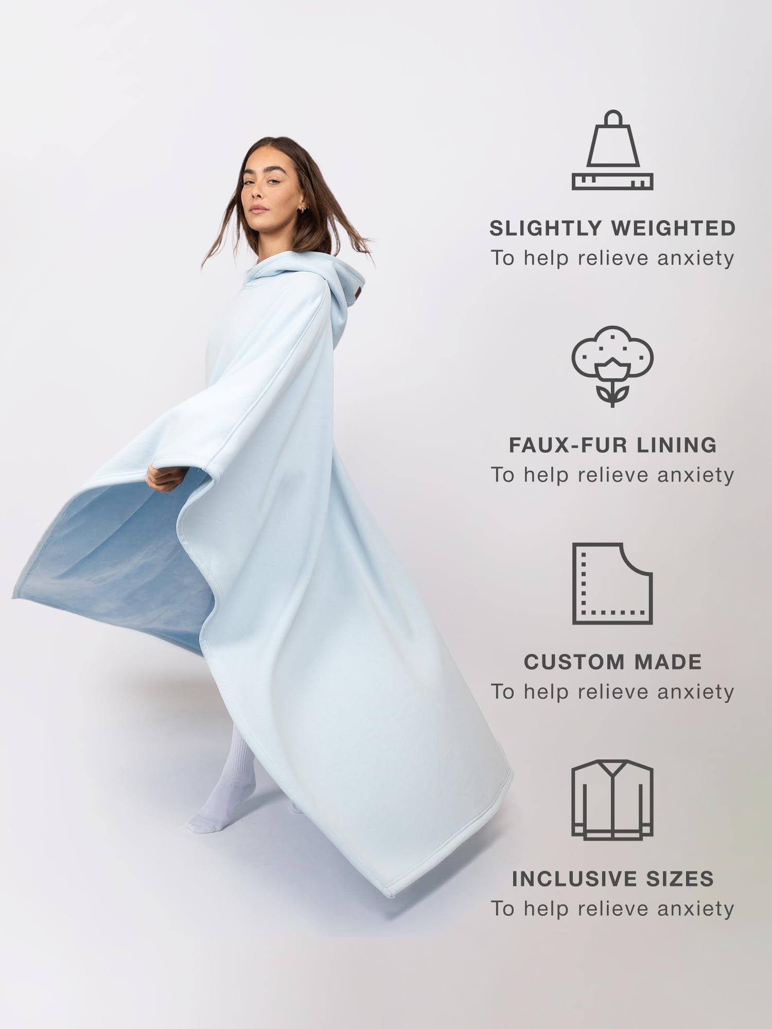 FREE THE SHEEP Eden Hoodie – Oversized Weighted Hoodie Cloak with Ultra-Soft Faux Fur Liner