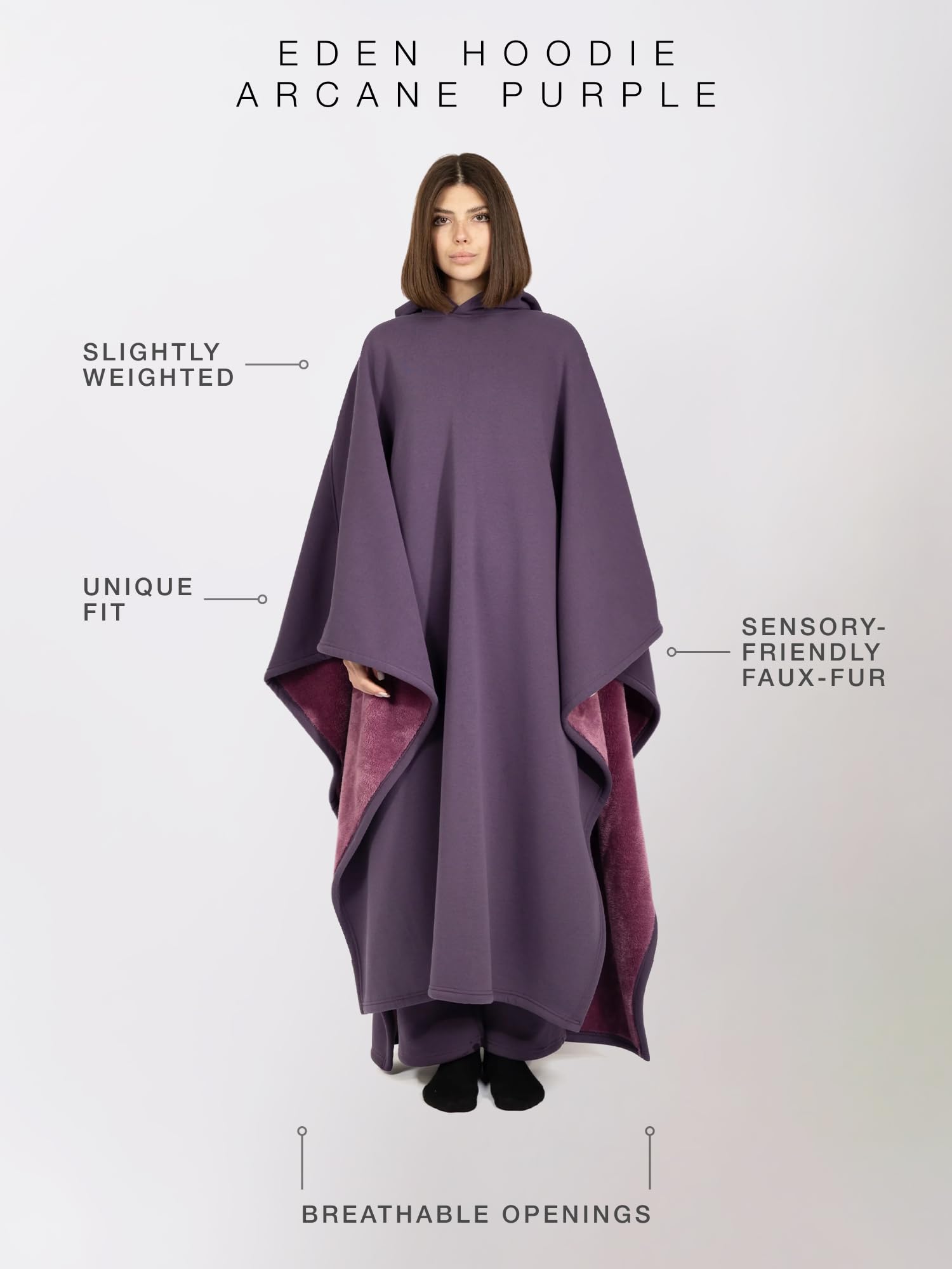 FREE THE SHEEP Eden Hoodie – Oversized Weighted Hoodie Cloak with Ultra-Soft Faux Fur Liner