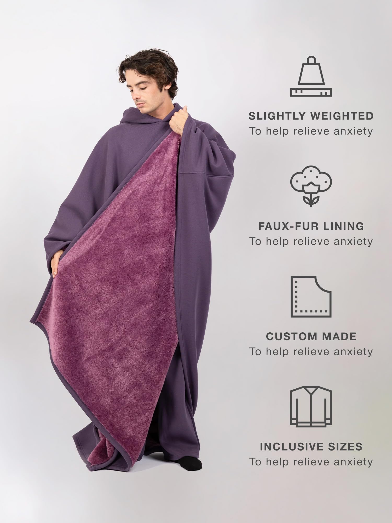 FREE THE SHEEP Eden Hoodie – Oversized Weighted Hoodie Cloak with Ultra-Soft Faux Fur Liner