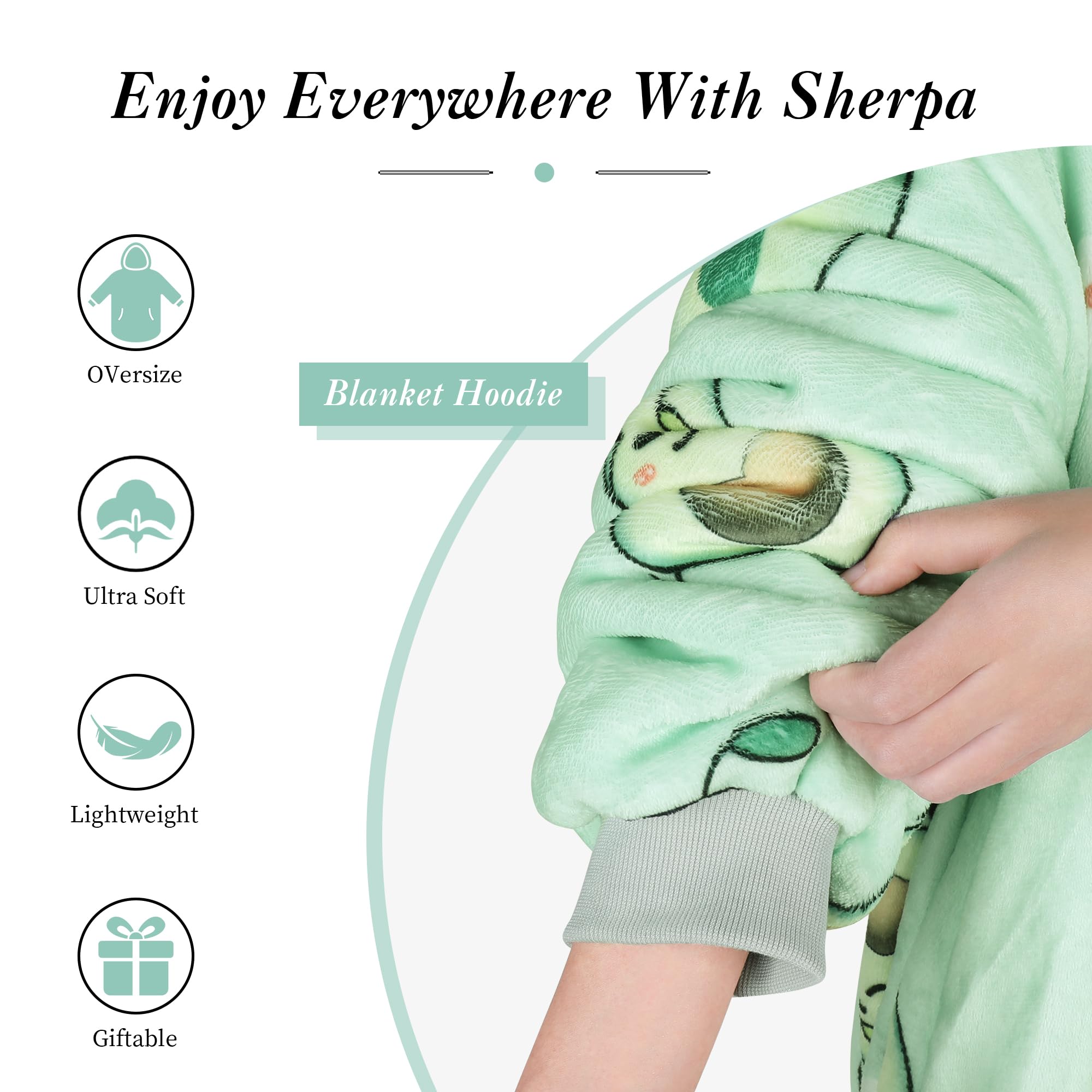 AmyHomie Wearable Blanket Hoodie for Adults & Teens,Oversized Sherpa Hooded Blanket,Warm Cozy Blanket Sweatshirt as Christmas Birthday Gifts for Women Men