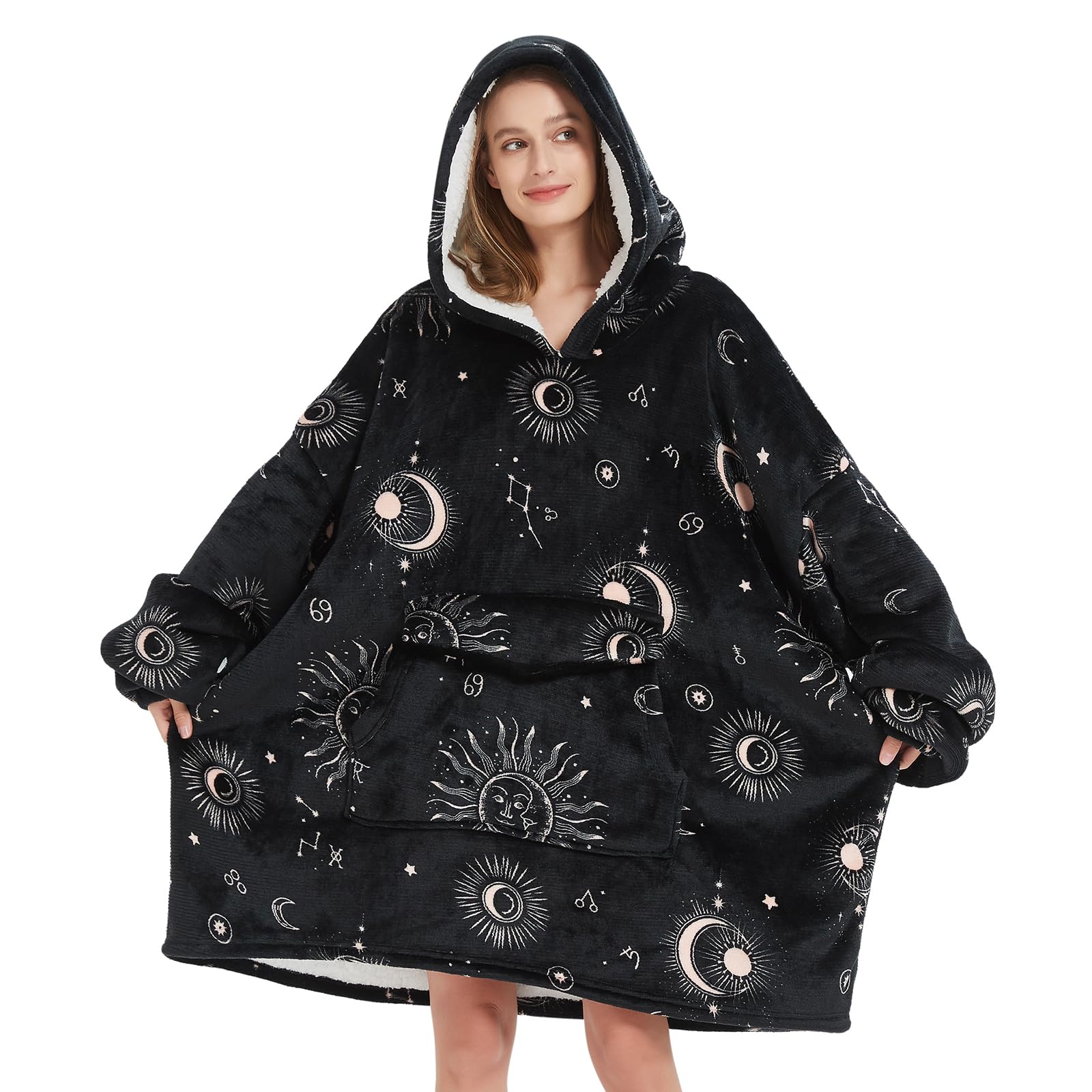 Fiosnow Grey Blanket Hoodies for Women and Men Adult Oversize Wearable Blanket Hoodies for Soft and Warm