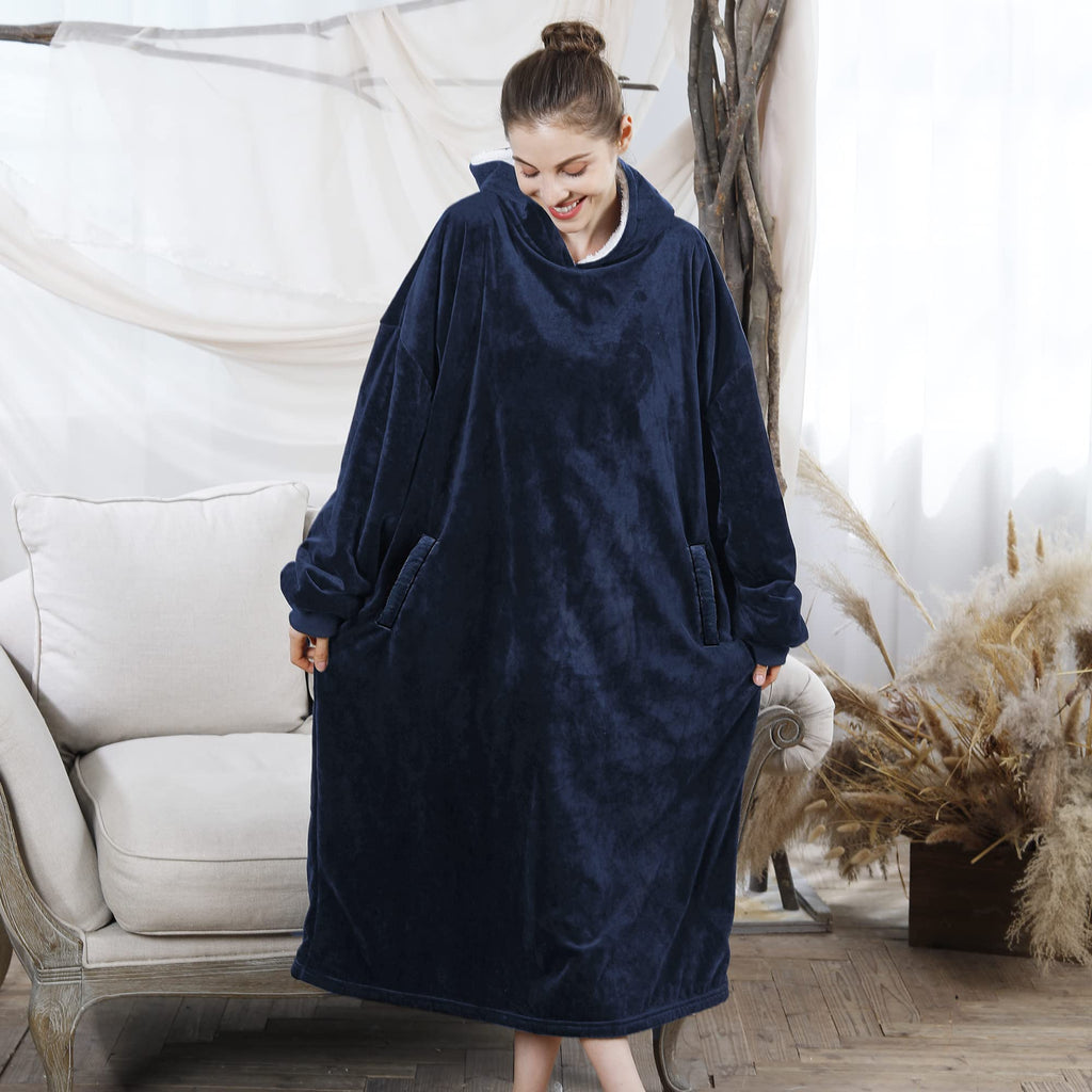 AmyHomie Wearable Blanket Hoodie for Adults & Teens,Oversized Sherpa Hooded Blanket,Warm Cozy Blanket Sweatshirt as Christmas Birthday Gifts for Women Men
