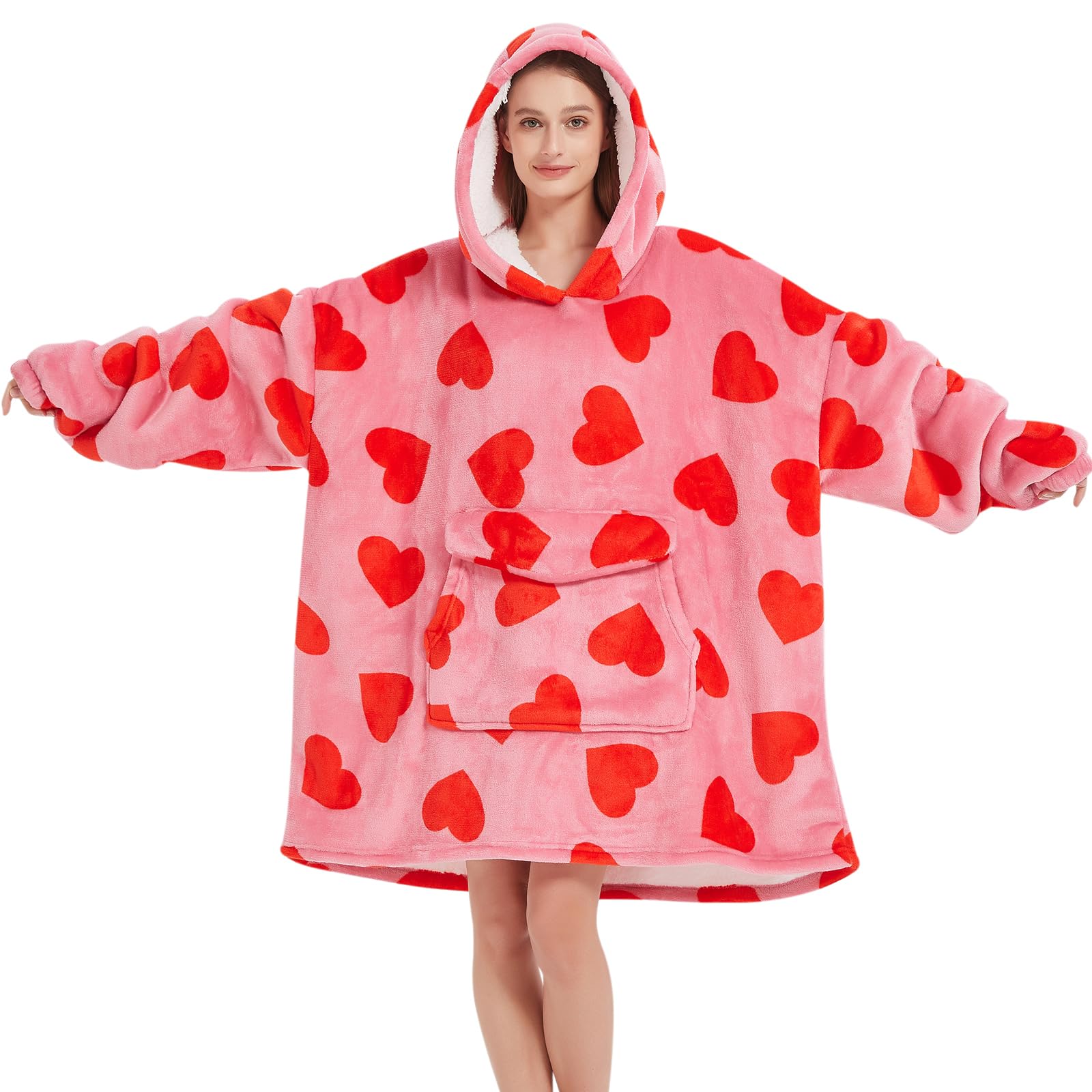 Fiosnow Grey Blanket Hoodies for Women and Men Adult Oversize Wearable Blanket Hoodies for Soft and Warm