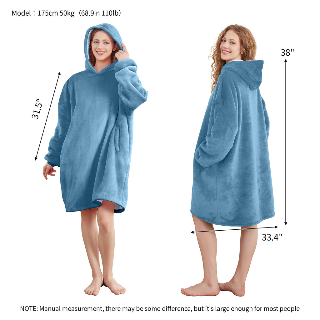 AmyHomie Wearable Blanket Hoodie for Adults & Teens,Oversized Sherpa Hooded Blanket,Warm Cozy Blanket Sweatshirt as Christmas Birthday Gifts for Women Men