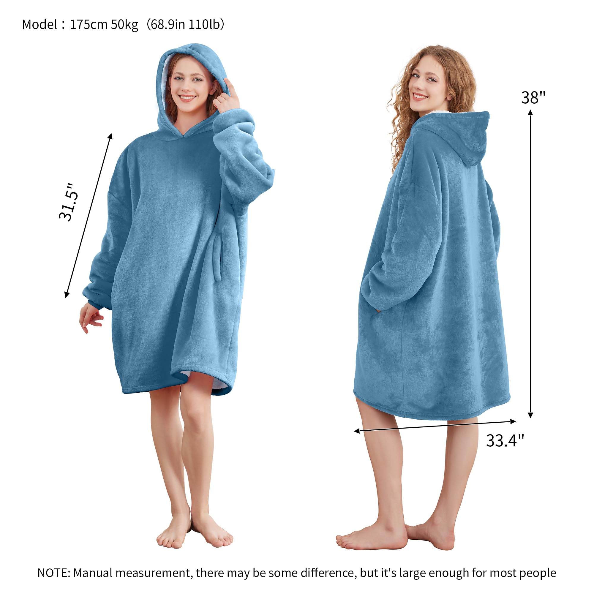 AmyHomie Wearable Blanket Hoodie for Adults & Teens,Oversized Sherpa Hooded Blanket,Warm Cozy Blanket Sweatshirt as Christmas Birthday Gifts for Women Men