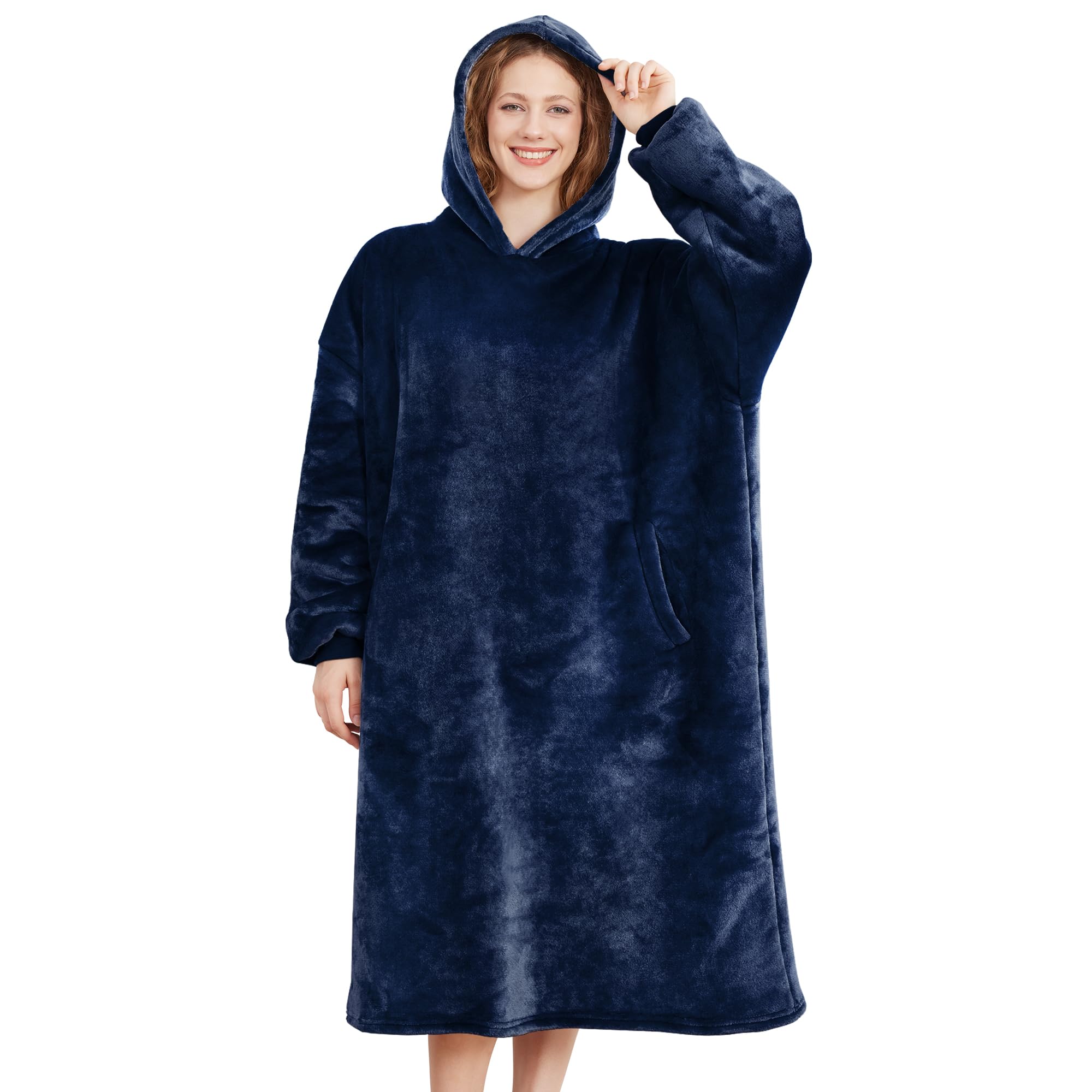 AmyHomie Wearable Blanket Hoodie for Adults & Teens,Oversized Sherpa Hooded Blanket,Warm Cozy Blanket Sweatshirt as Christmas Birthday Gifts for Women Men