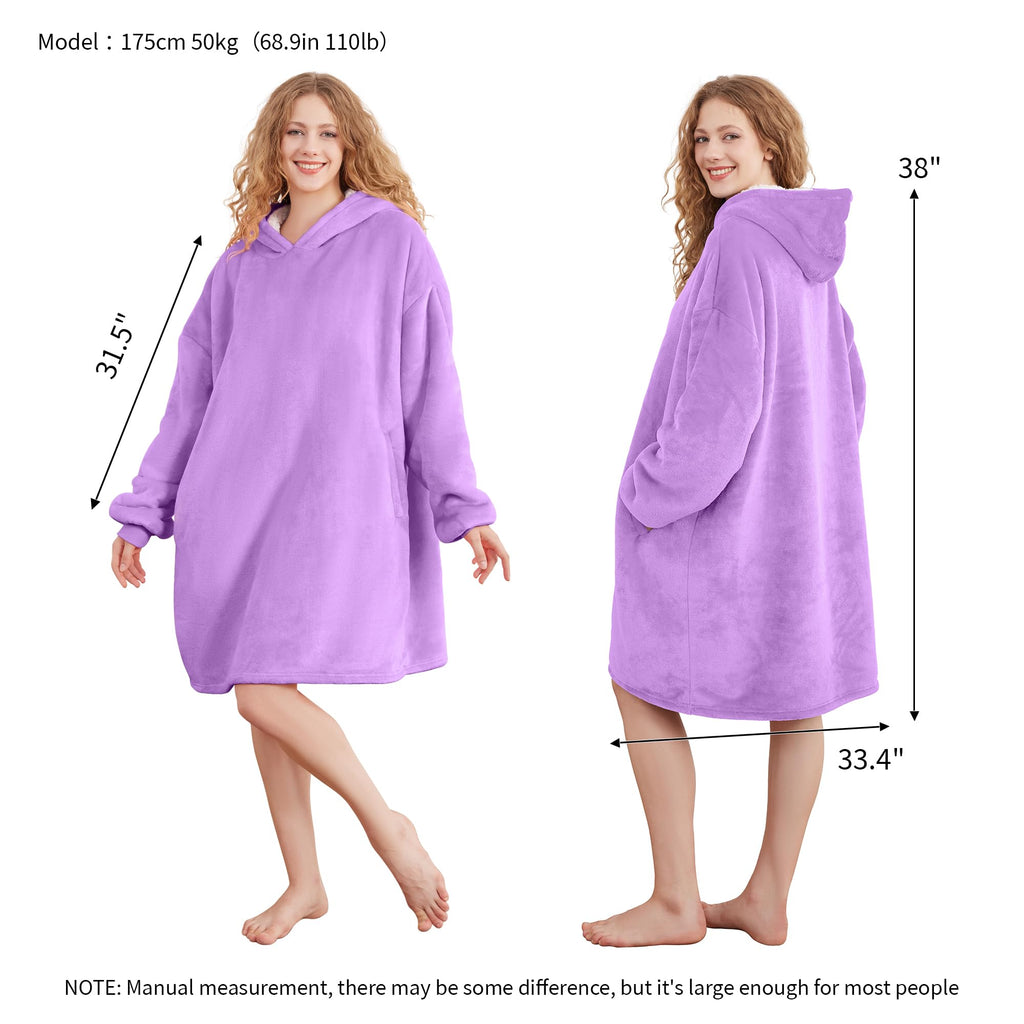 AmyHomie Wearable Blanket Hoodie for Adults & Teens,Oversized Sherpa Hooded Blanket,Warm Cozy Blanket Sweatshirt as Christmas Birthday Gifts for Women Men