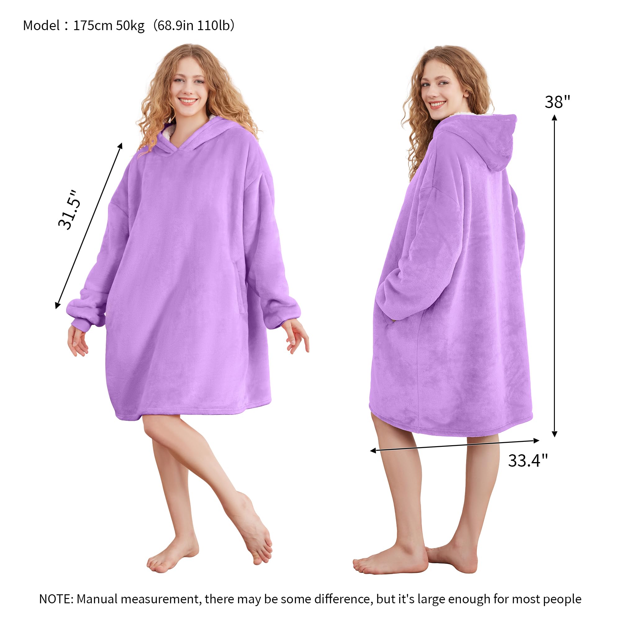 AmyHomie Wearable Blanket Hoodie for Adults & Teens,Oversized Sherpa Hooded Blanket,Warm Cozy Blanket Sweatshirt as Christmas Birthday Gifts for Women Men