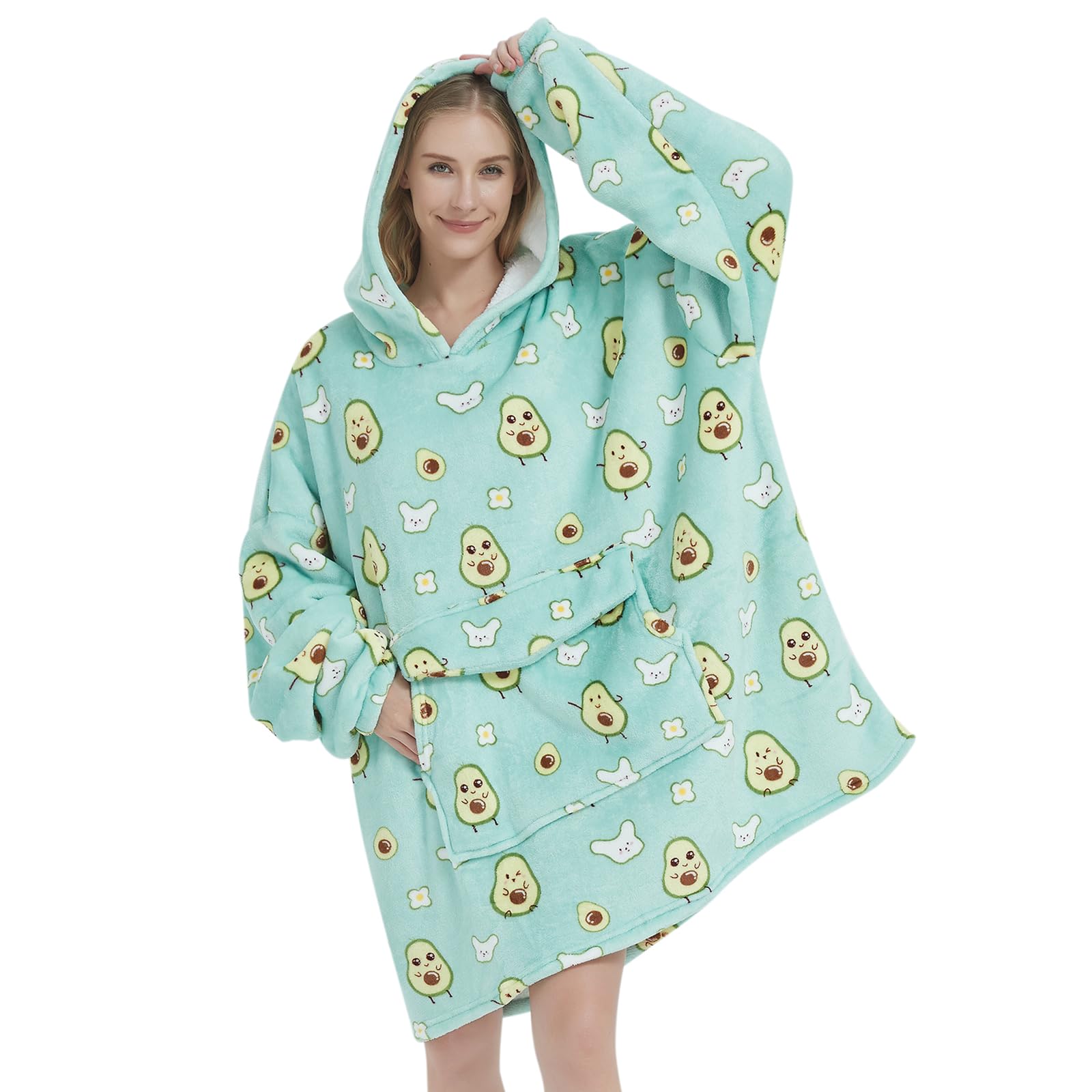 Fiosnow Grey Blanket Hoodies for Women and Men Adult Oversize Wearable Blanket Hoodies for Soft and Warm
