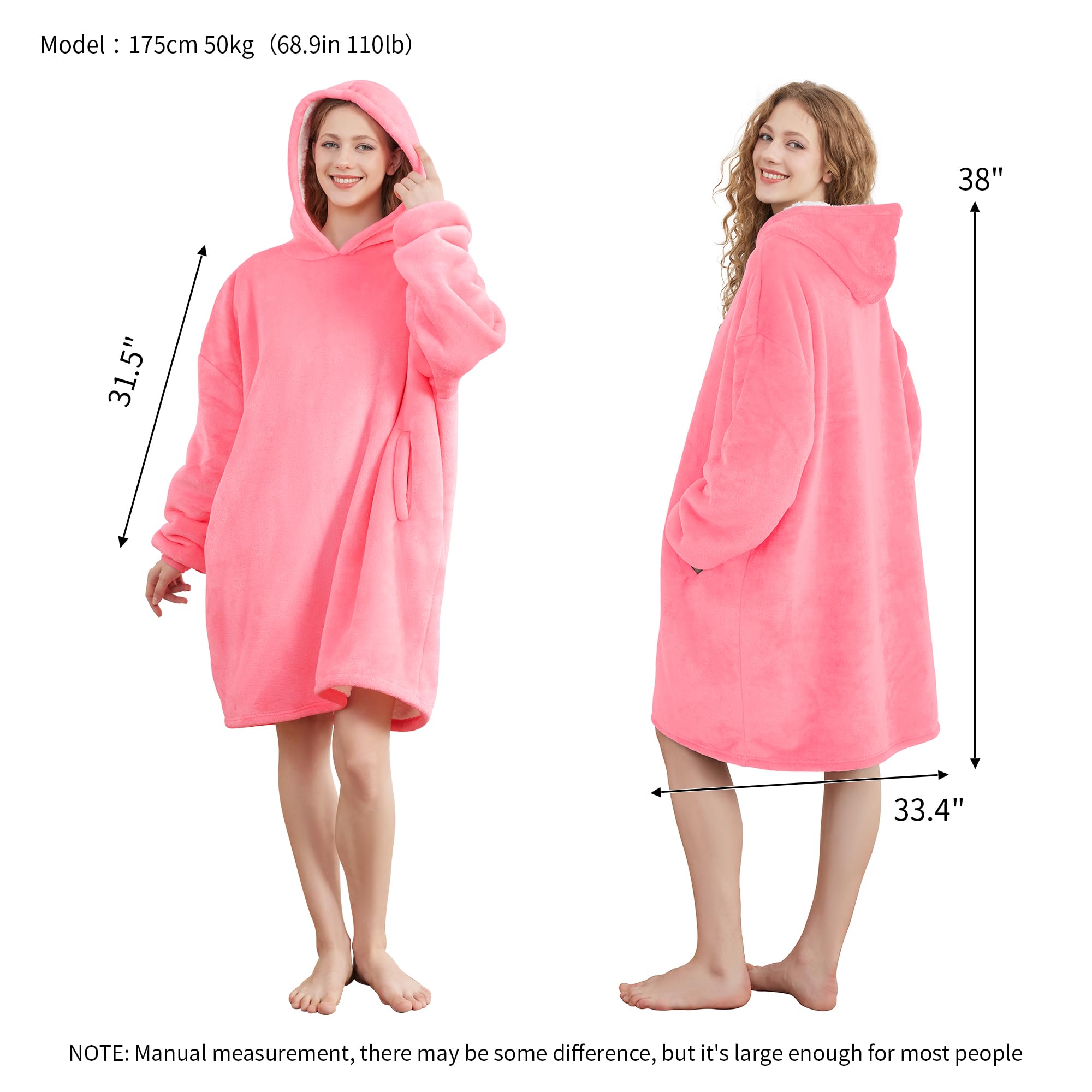 AmyHomie Wearable Blanket Hoodie for Adults & Teens,Oversized Sherpa Hooded Blanket,Warm Cozy Blanket Sweatshirt as Christmas Birthday Gifts for Women Men