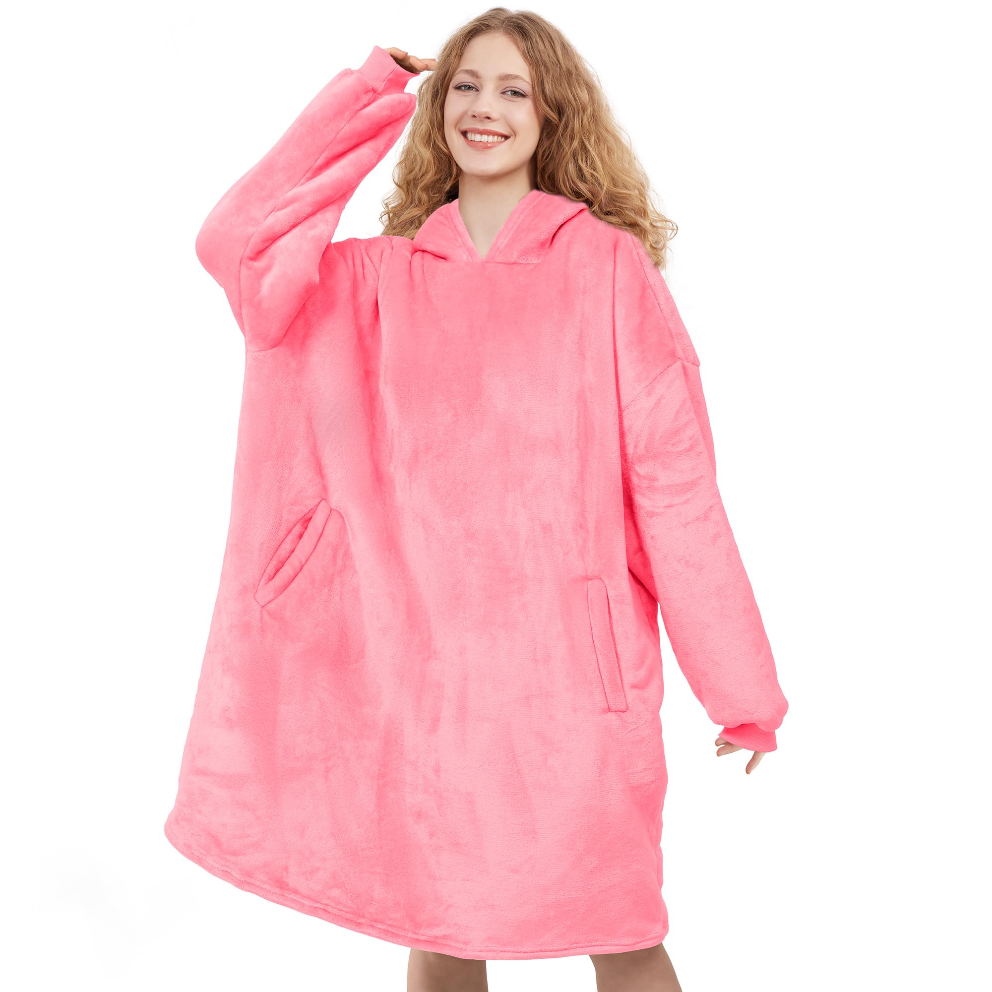 AmyHomie Wearable Blanket Hoodie for Adults & Teens,Oversized Sherpa Hooded Blanket,Warm Cozy Blanket Sweatshirt as Christmas Birthday Gifts for Women Men