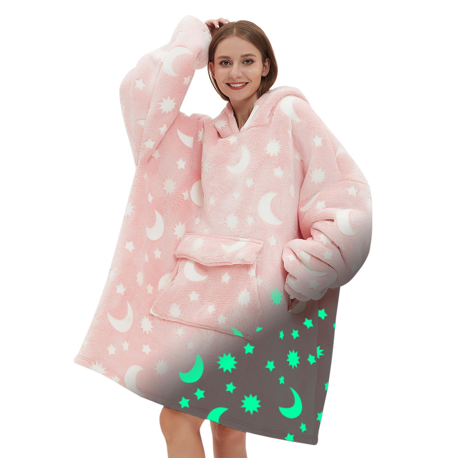 Fiosnow Grey Blanket Hoodies for Women and Men Adult Oversize Wearable Blanket Hoodies for Soft and Warm