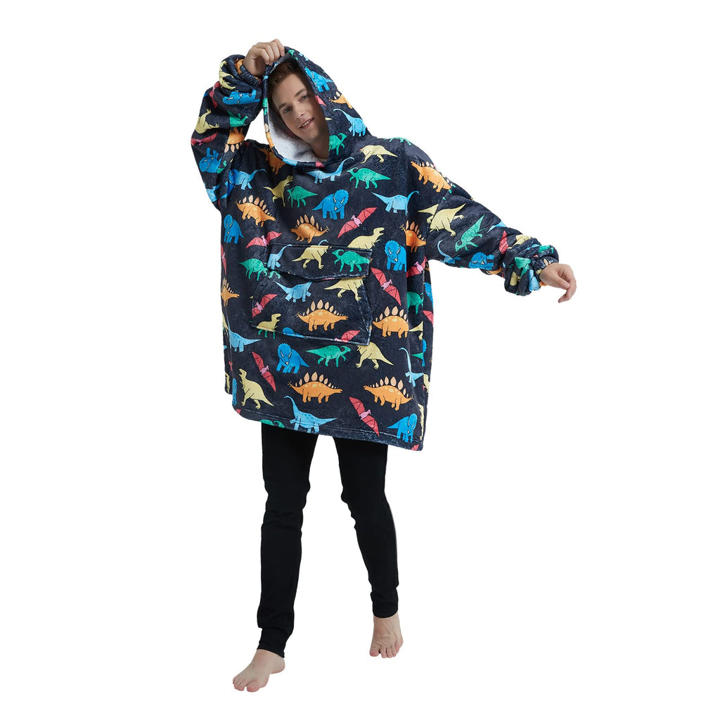 Fiosnow Grey Blanket Hoodies for Women and Men Adult Oversize Wearable Blanket Hoodies for Soft and Warm