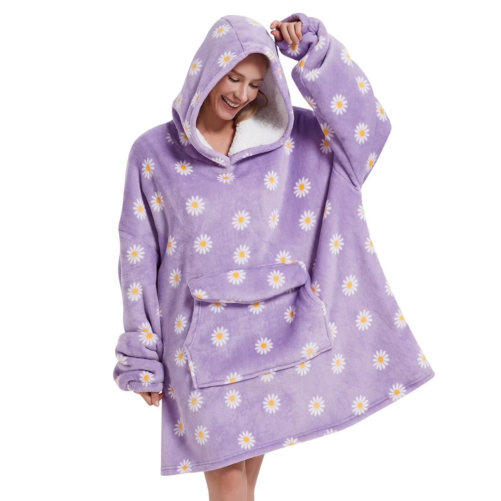 Fiosnow Grey Blanket Hoodies for Women and Men Adult Oversize Wearable Blanket Hoodies for Soft and Warm