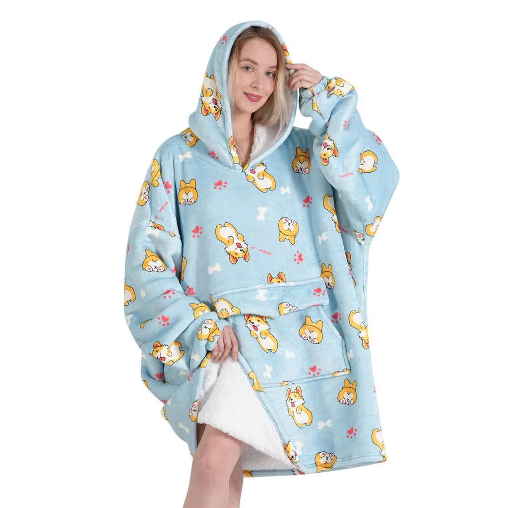 Fiosnow Grey Blanket Hoodies for Women and Men Adult Oversize Wearable Blanket Hoodies for Soft and Warm