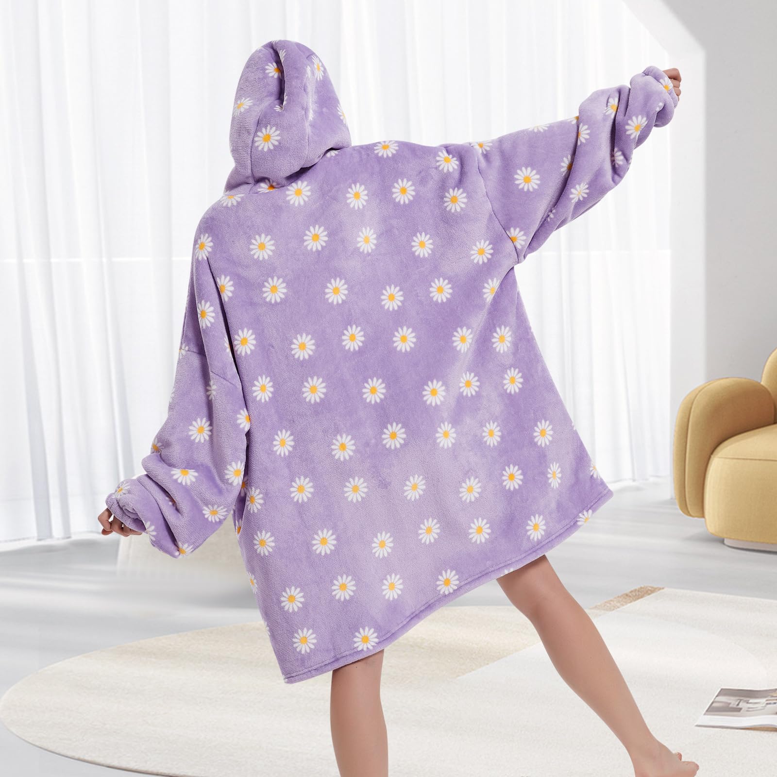 Fiosnow Grey Blanket Hoodies for Women and Men Adult Oversize Wearable Blanket Hoodies for Soft and Warm