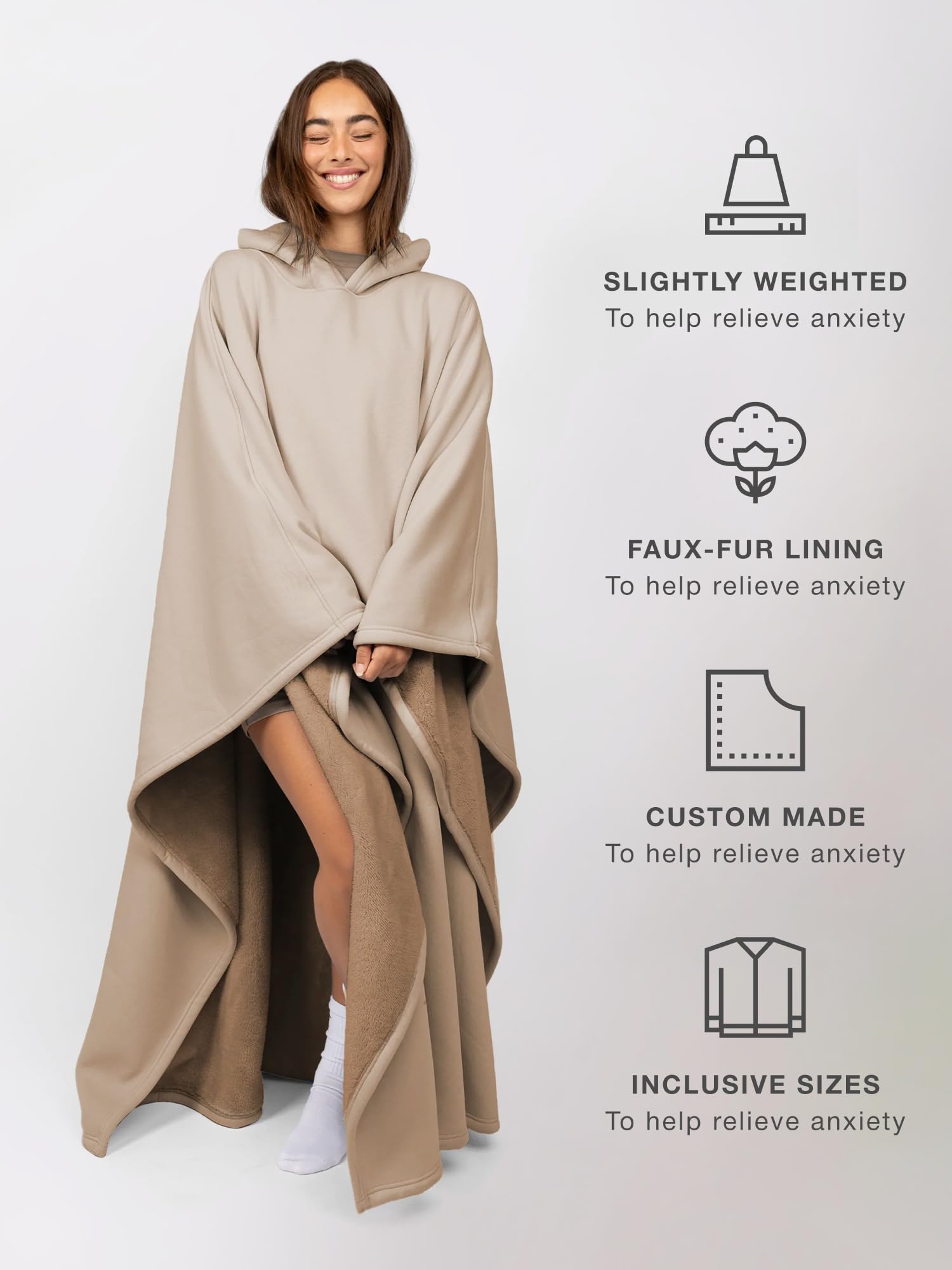 FREE THE SHEEP Eden Hoodie – Oversized Weighted Hoodie Cloak with Ultra-Soft Faux Fur Liner