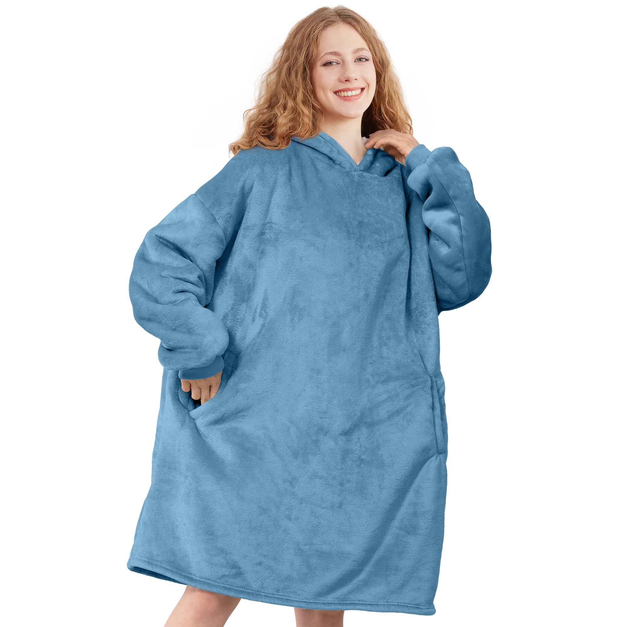 AmyHomie Wearable Blanket Hoodie for Adults & Teens,Oversized Sherpa Hooded Blanket,Warm Cozy Blanket Sweatshirt as Christmas Birthday Gifts for Women Men