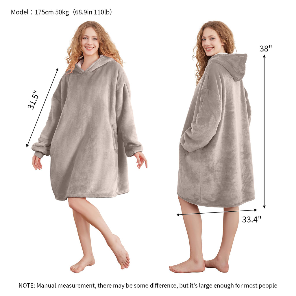 AmyHomie Wearable Blanket Hoodie for Adults & Teens,Oversized Sherpa Hooded Blanket,Warm Cozy Blanket Sweatshirt as Christmas Birthday Gifts for Women Men
