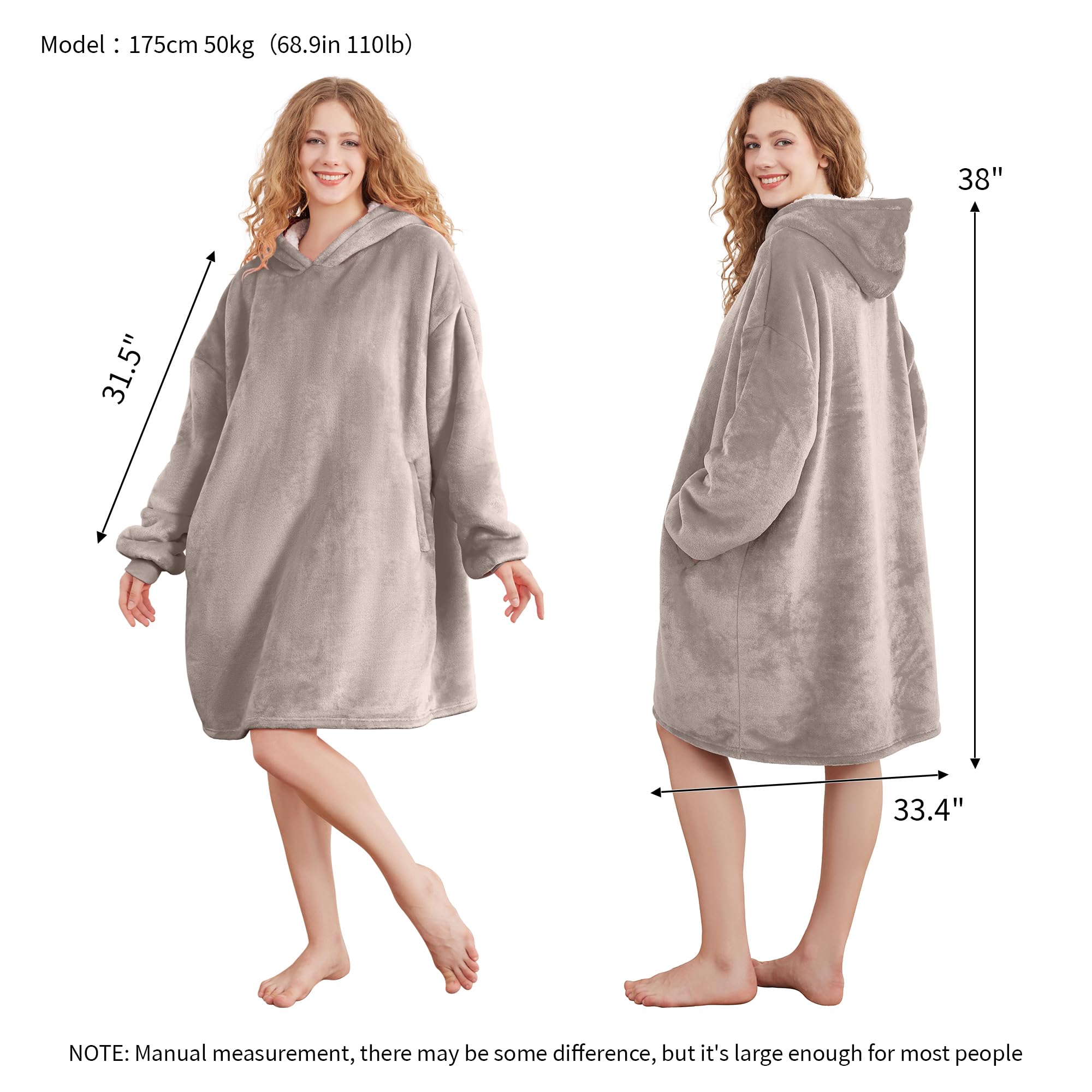 AmyHomie Wearable Blanket Hoodie for Adults & Teens,Oversized Sherpa Hooded Blanket,Warm Cozy Blanket Sweatshirt as Christmas Birthday Gifts for Women Men