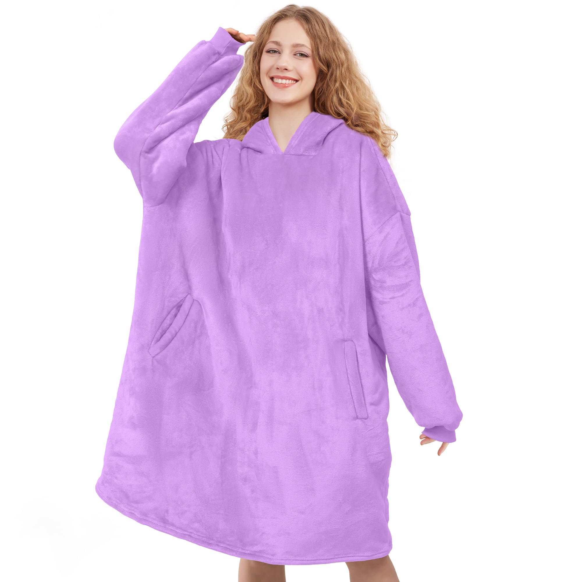 AmyHomie Wearable Blanket Hoodie for Adults & Teens,Oversized Sherpa Hooded Blanket,Warm Cozy Blanket Sweatshirt as Christmas Birthday Gifts for Women Men