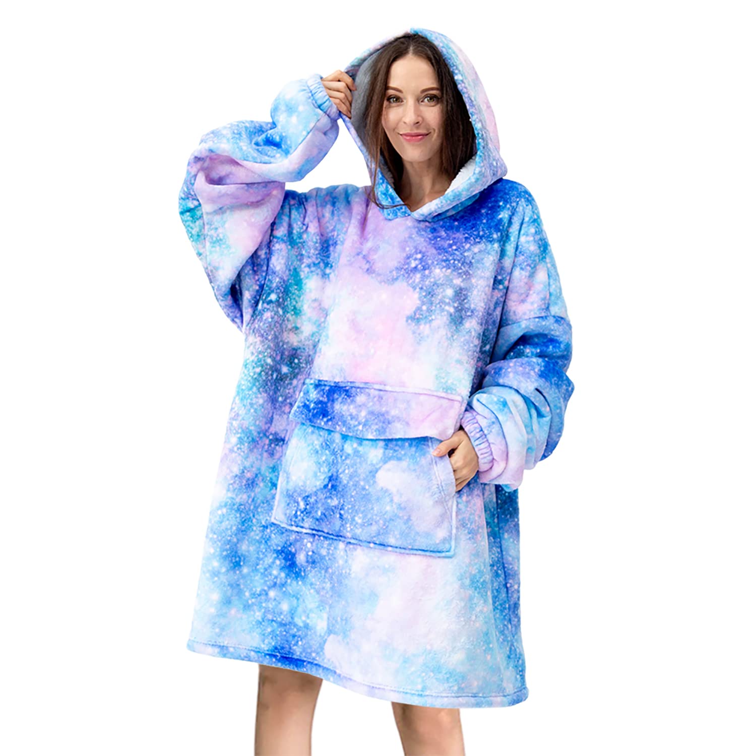 Fiosnow Grey Blanket Hoodies for Women and Men Adult Oversize Wearable Blanket Hoodies for Soft and Warm