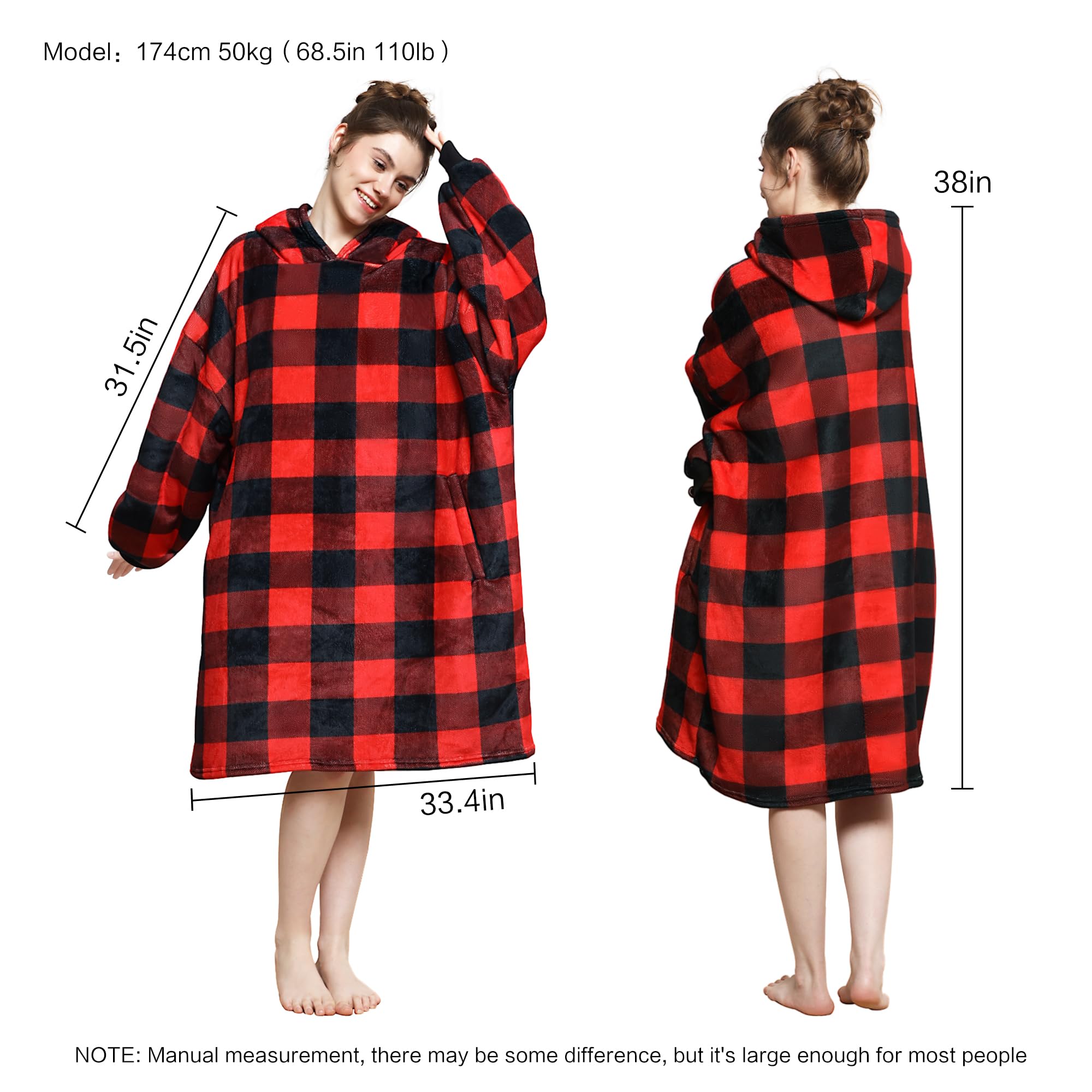 AmyHomie Wearable Blanket Hoodie for Adults & Teens,Oversized Sherpa Hooded Blanket,Warm Cozy Blanket Sweatshirt as Christmas Birthday Gifts for Women Men