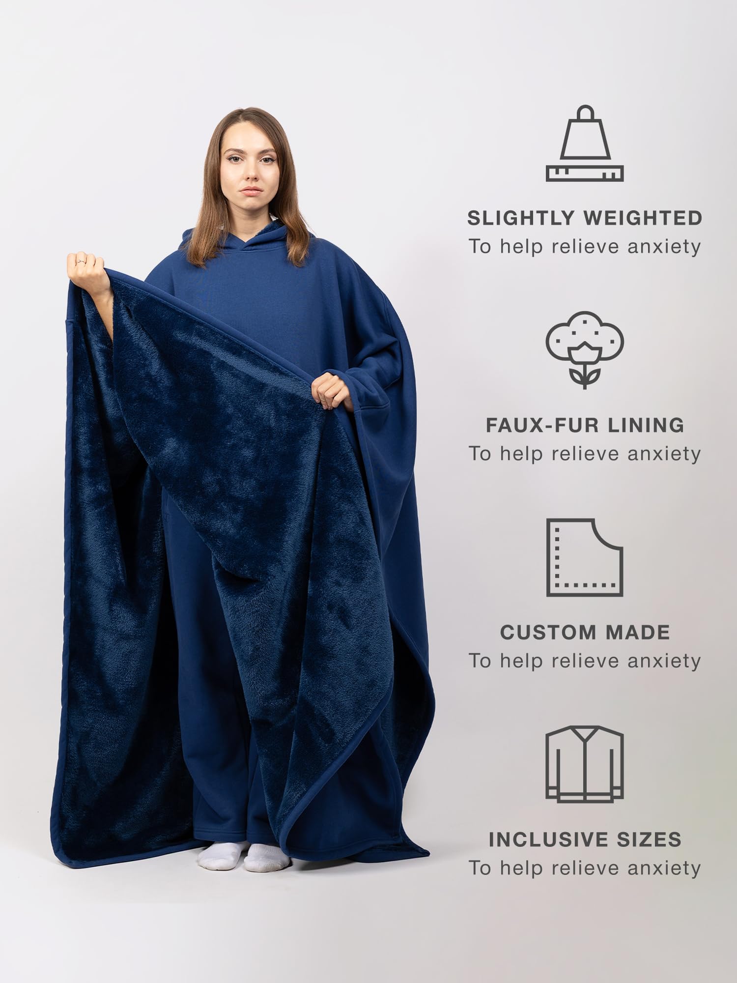 FREE THE SHEEP Eden Hoodie – Oversized Weighted Hoodie Cloak with Ultra-Soft Faux Fur Liner