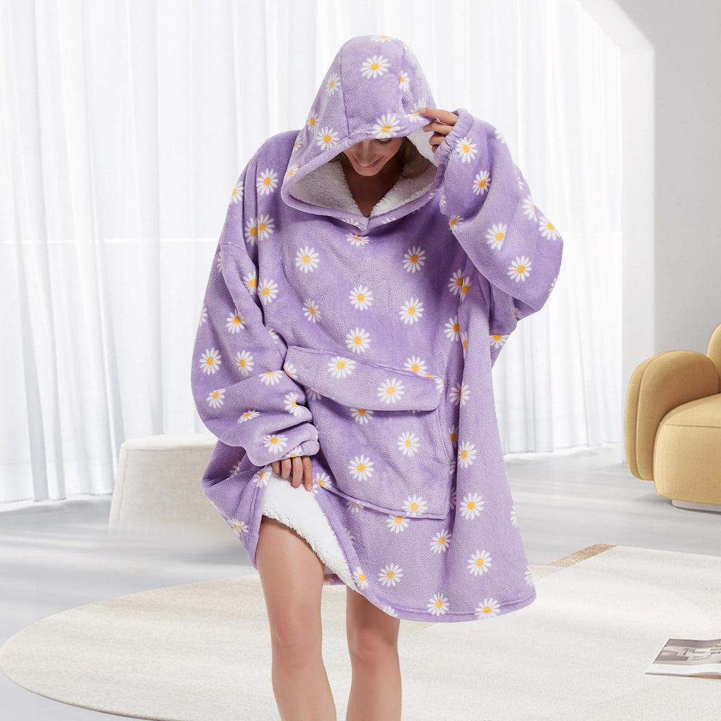 Fiosnow Grey Blanket Hoodies for Women and Men Adult Oversize Wearable Blanket Hoodies for Soft and Warm