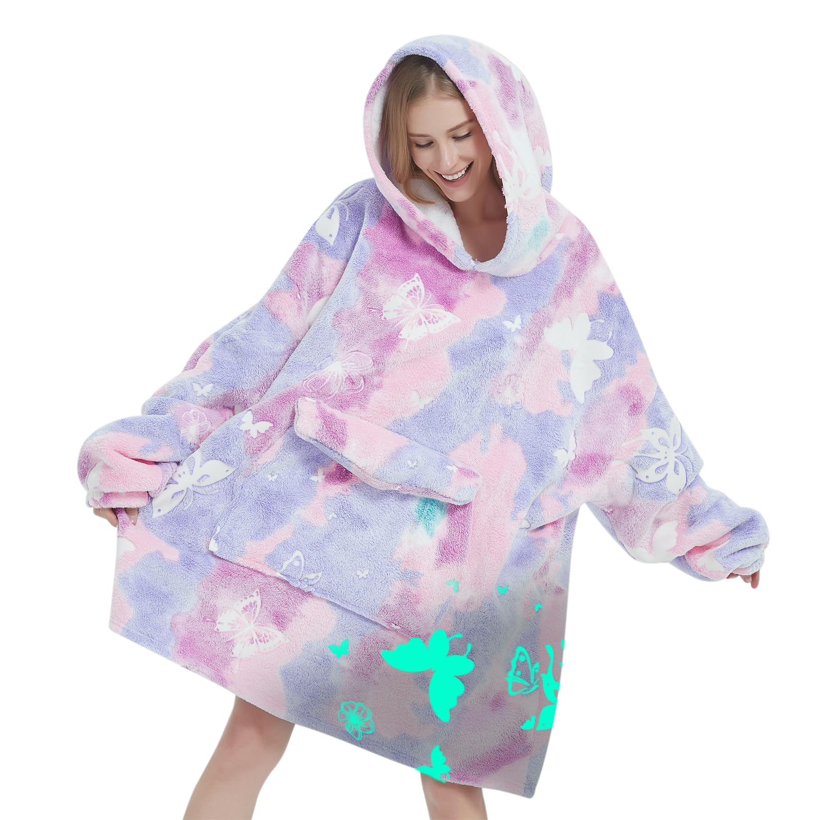 Fiosnow Grey Blanket Hoodies for Women and Men Adult Oversize Wearable Blanket Hoodies for Soft and Warm