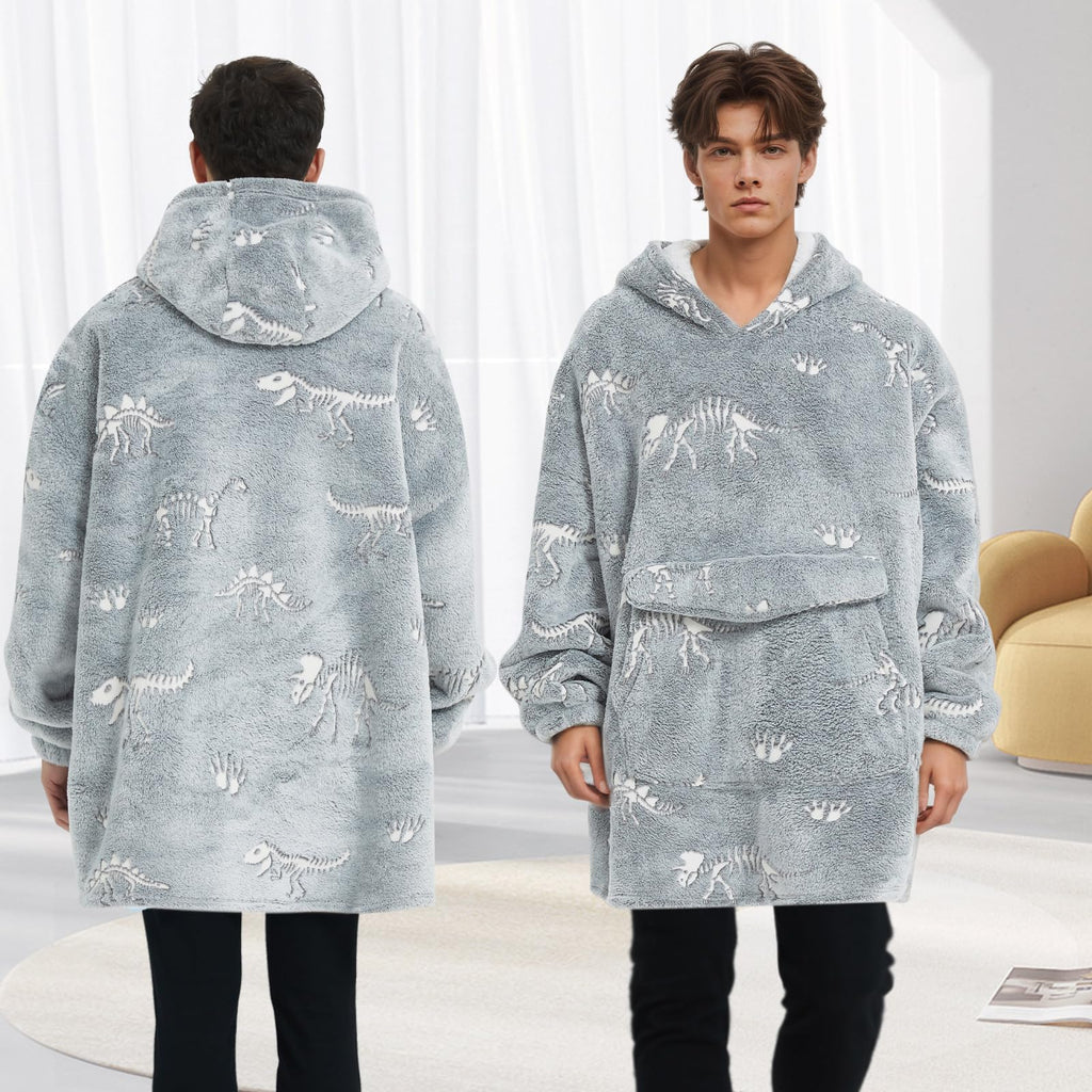 Fiosnow Grey Blanket Hoodies for Women and Men Adult Oversize Wearable Blanket Hoodies for Soft and Warm