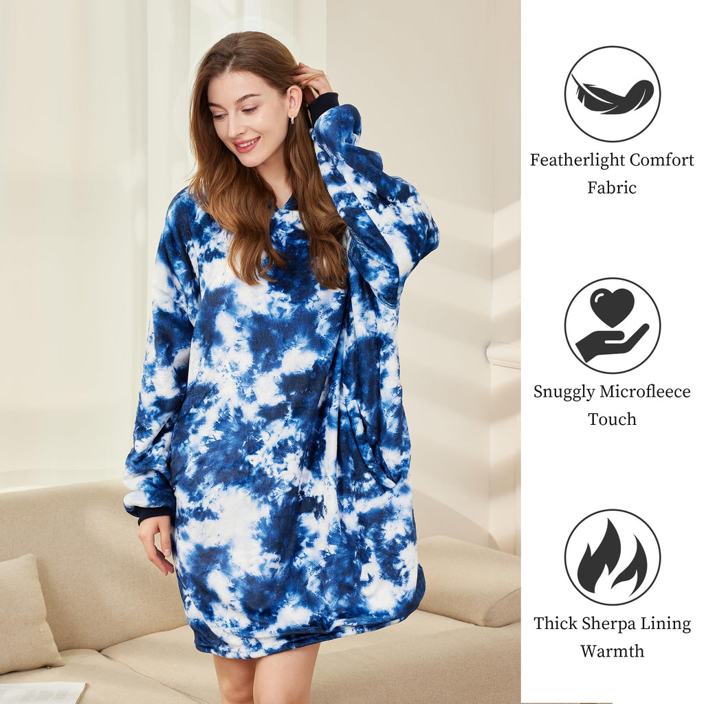 AmyHomie Wearable Blanket Hoodie for Adults & Teens,Oversized Sherpa Hooded Blanket,Warm Cozy Blanket Sweatshirt as Christmas Birthday Gifts for Women Men
