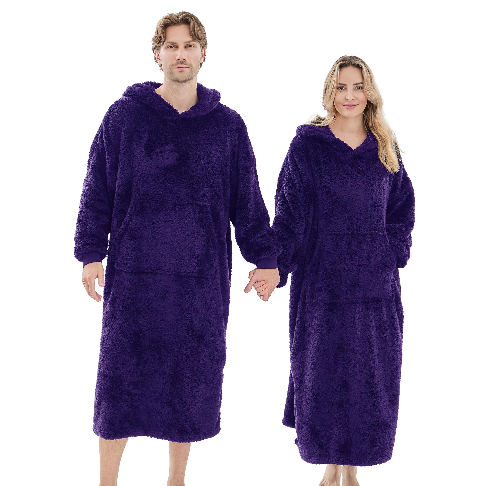 PJGGZ Wearable Blanket Hoodie for Women Men, Fleece Warm Comfy Hooded Sweatshirt with Pockets & Sleeves Cozy Gift for Adult