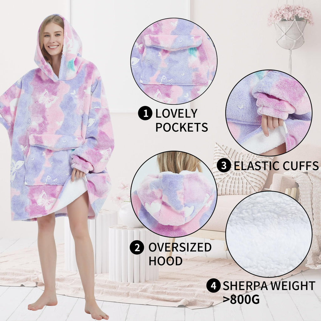 Fiosnow Grey Blanket Hoodies for Women and Men Adult Oversize Wearable Blanket Hoodies for Soft and Warm