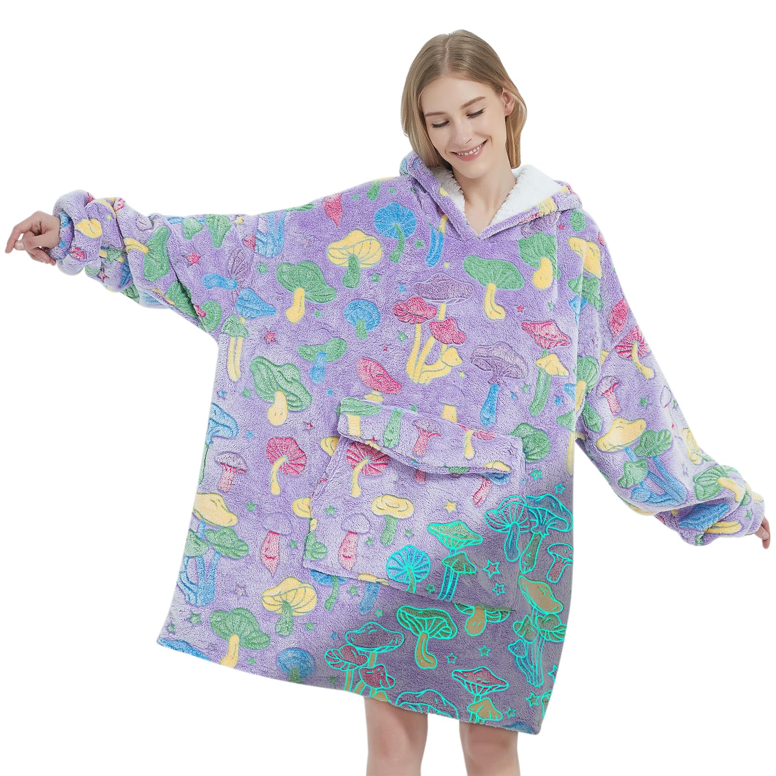 Fiosnow Grey Blanket Hoodies for Women and Men Adult Oversize Wearable Blanket Hoodies for Soft and Warm