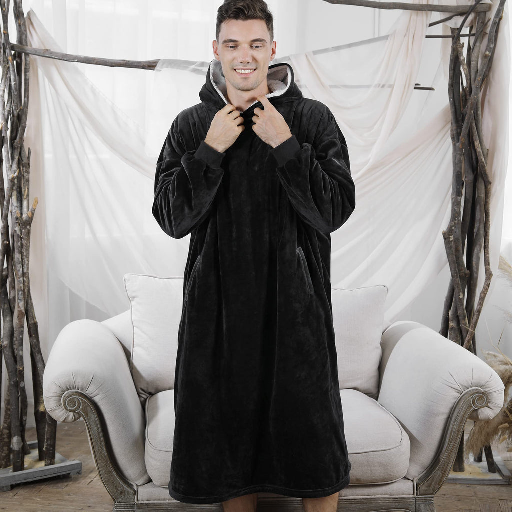 AmyHomie Wearable Blanket Hoodie for Adults & Teens,Oversized Sherpa Hooded Blanket,Warm Cozy Blanket Sweatshirt as Christmas Birthday Gifts for Women Men
