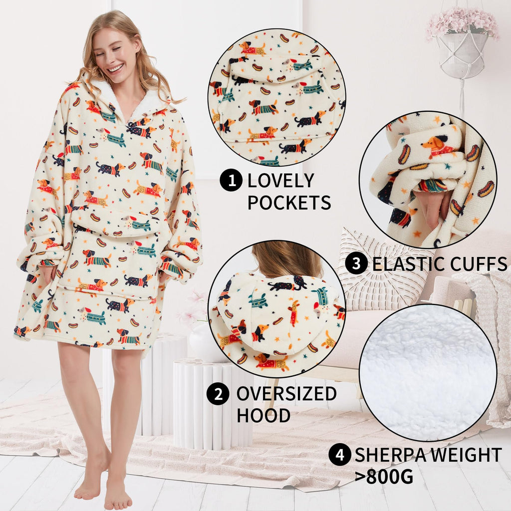 Fiosnow Grey Blanket Hoodies for Women and Men Adult Oversize Wearable Blanket Hoodies for Soft and Warm