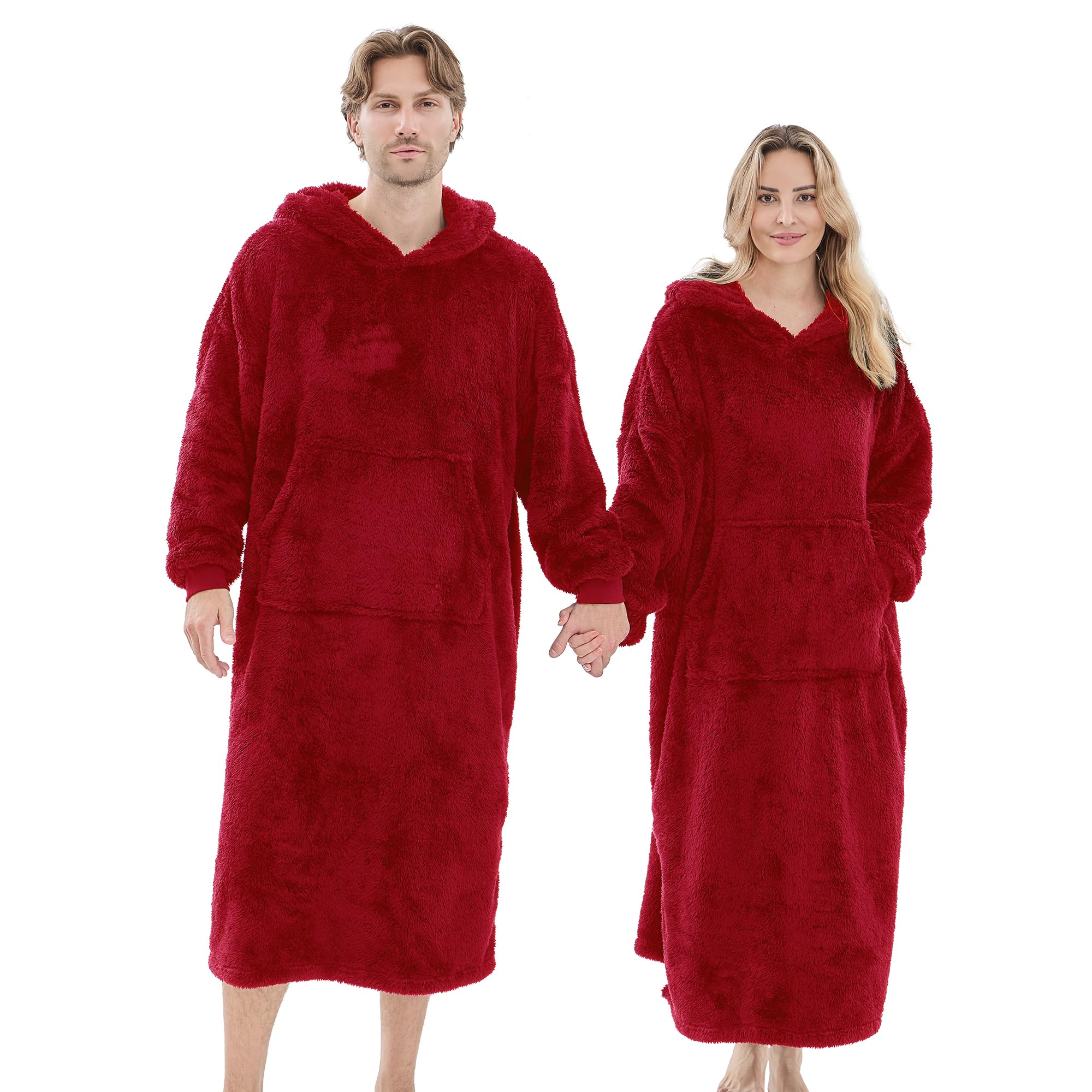 PJGGZ Wearable Blanket Hoodie for Women Men, Fleece Warm Comfy Hooded Sweatshirt with Pockets & Sleeves Cozy Gift for Adult