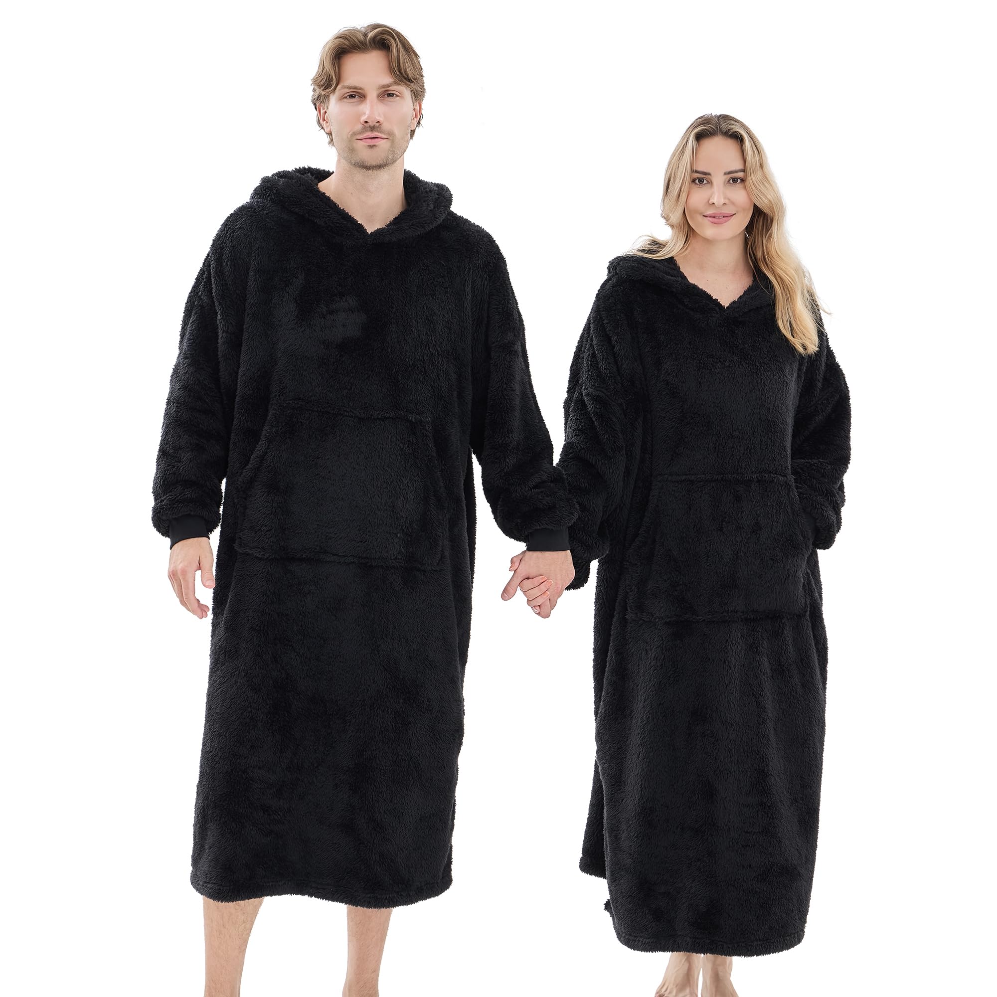 PJGGZ Wearable Blanket Hoodie for Women Men, Fleece Warm Comfy Hooded Sweatshirt with Pockets & Sleeves Cozy Gift for Adult