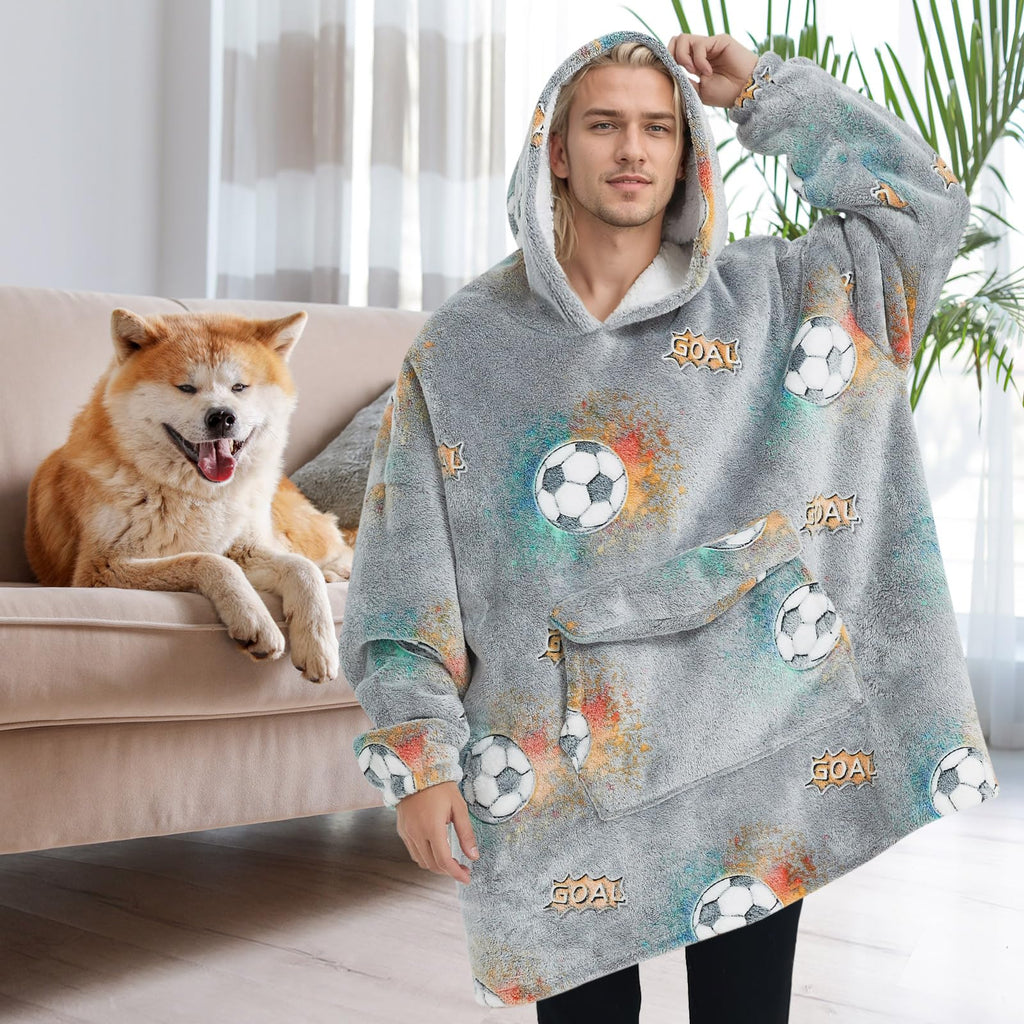 Fiosnow Grey Blanket Hoodies for Women and Men Adult Oversize Wearable Blanket Hoodies for Soft and Warm