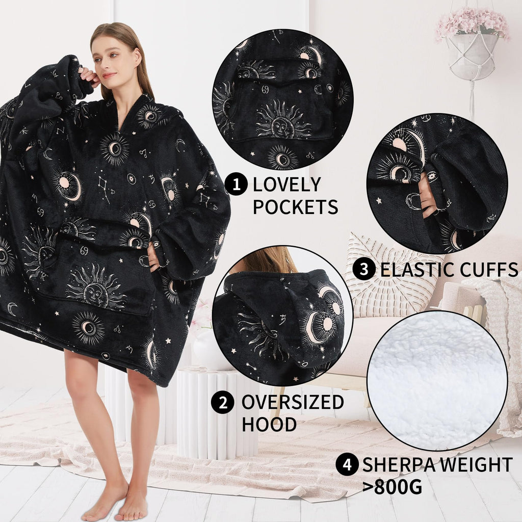 Fiosnow Grey Blanket Hoodies for Women and Men Adult Oversize Wearable Blanket Hoodies for Soft and Warm