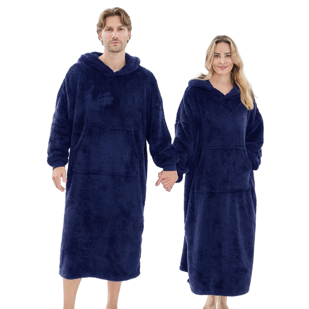 PJGGZ Wearable Blanket Hoodie for Women Men, Fleece Warm Comfy Hooded Sweatshirt with Pockets & Sleeves Cozy Gift for Adult