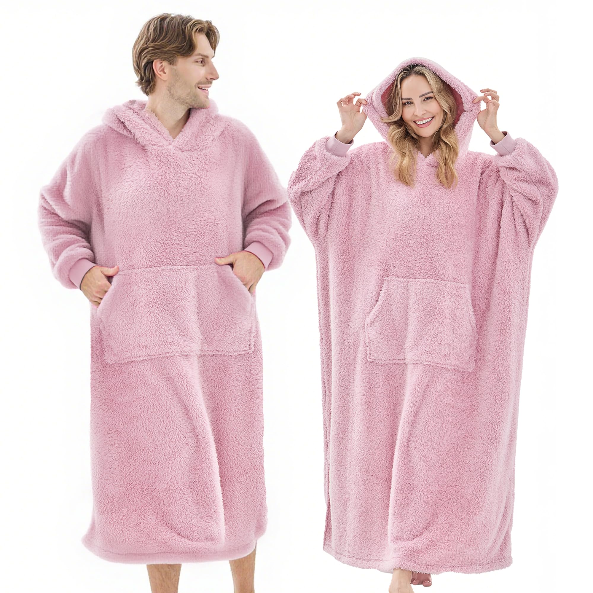 PJGGZ Wearable Blanket Hoodie for Women Men, Fleece Warm Comfy Hooded Sweatshirt with Pockets & Sleeves Cozy Gift for Adult