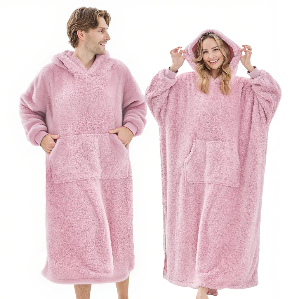 PJGGZ Wearable Blanket Hoodie for Women Men, Fleece Warm Comfy Hooded Sweatshirt with Pockets & Sleeves Cozy Gift for Adult