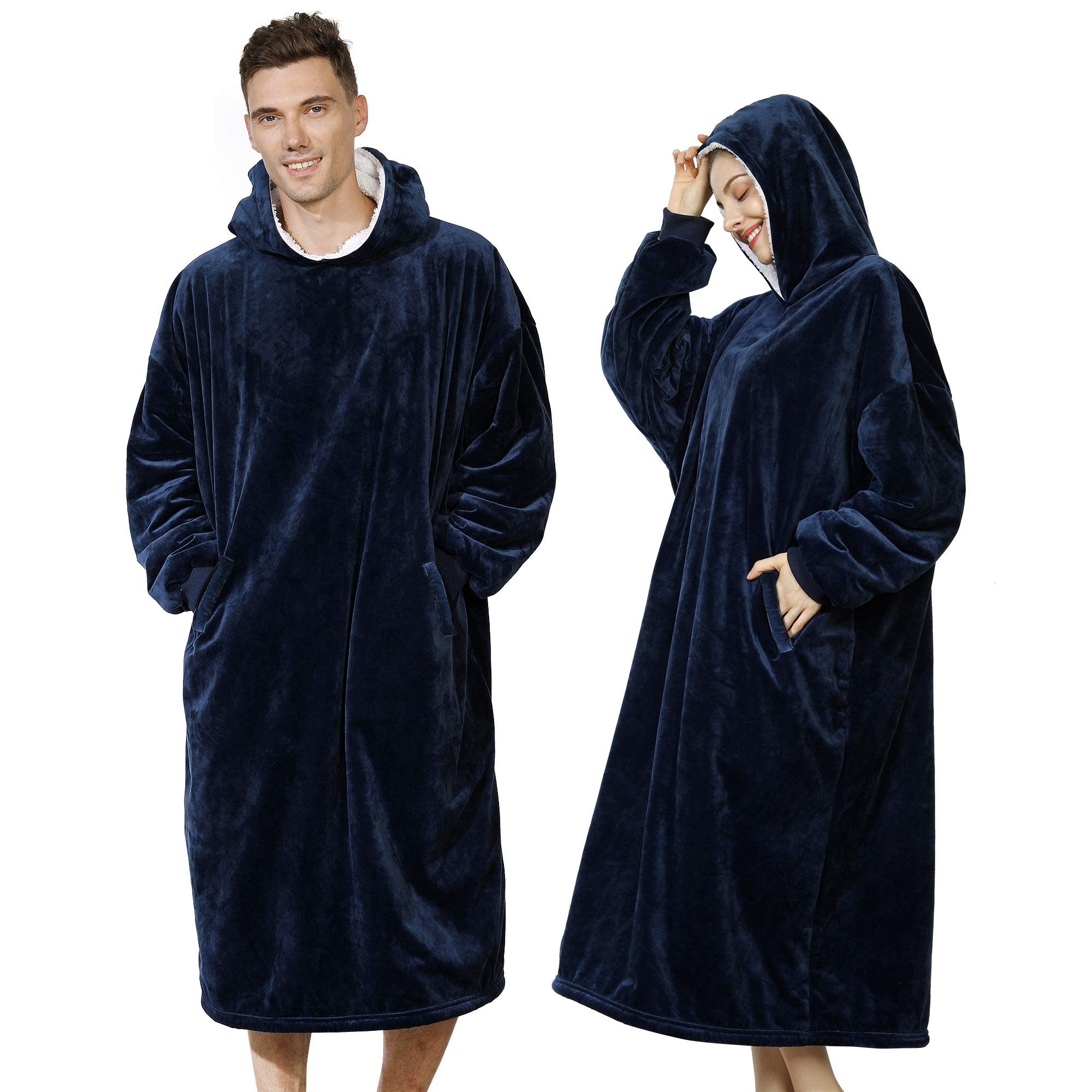AmyHomie Wearable Blanket Hoodie for Adults & Teens,Oversized Sherpa Hooded Blanket,Warm Cozy Blanket Sweatshirt as Christmas Birthday Gifts for Women Men